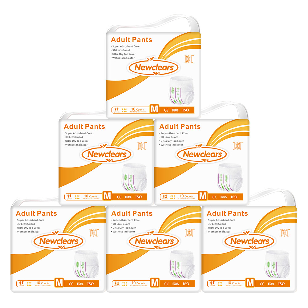 Newclears Adult Incontinence Absorbent Underwear Diapers for Men Women, M, 60ct