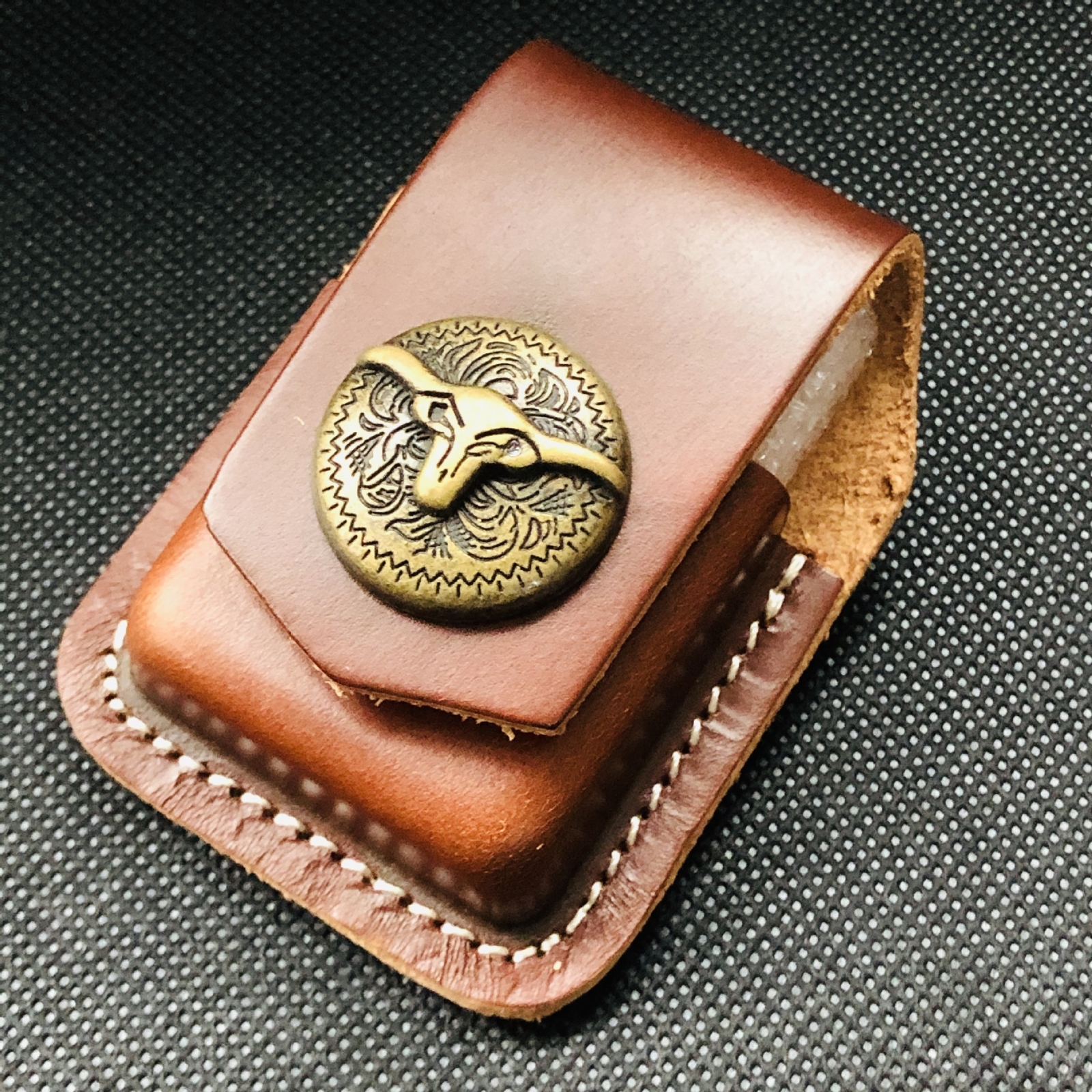 Genuine Leather Handmade Oil Lighter Case Cigarette Lighter Belt Pouch Lighter