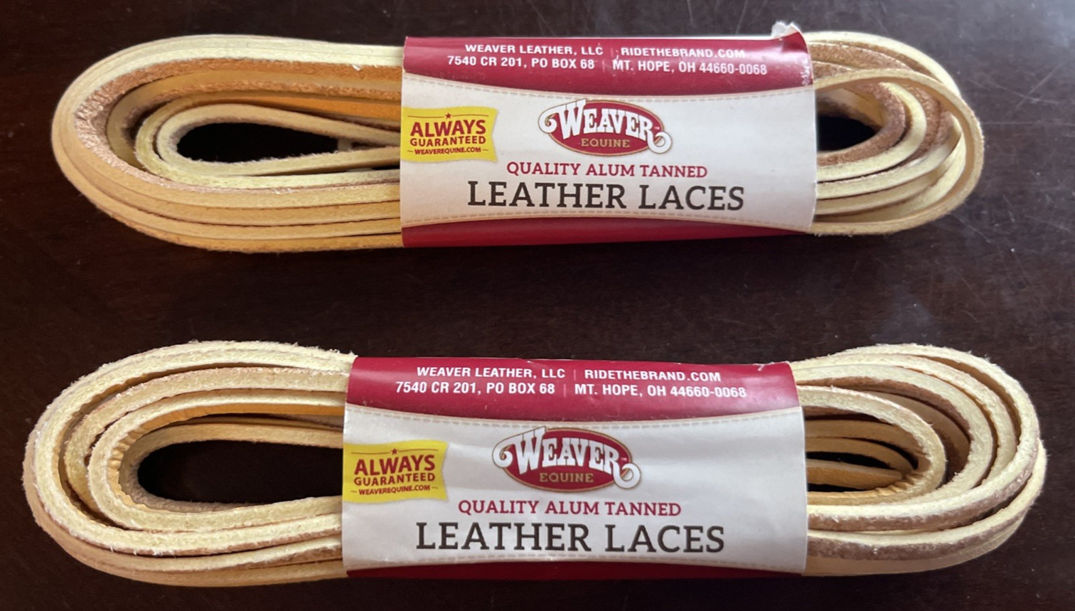 Weaver Alum Tanned Leather Lace Handy Pack Chestnut 1/8"x72" 2 Laces/pk-2 Packs