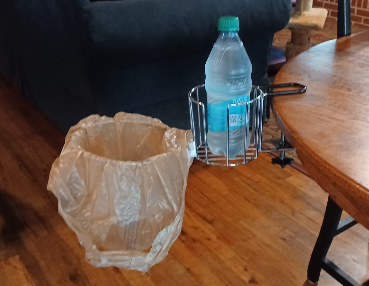 Scraping Drink Holder & Trash Bag Steel Construction Craft Clamp On