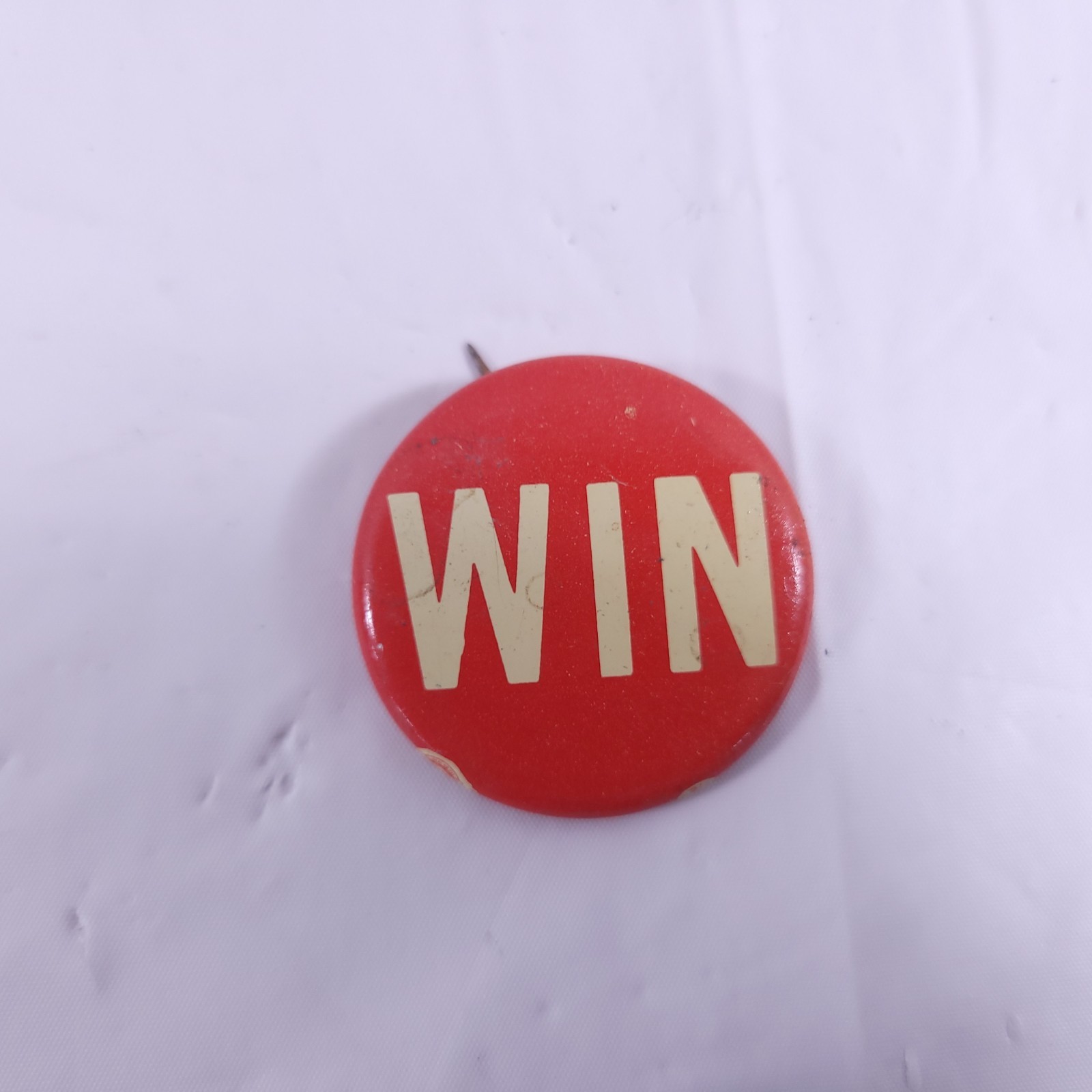 Vintage WIN Button Red & White Political Button