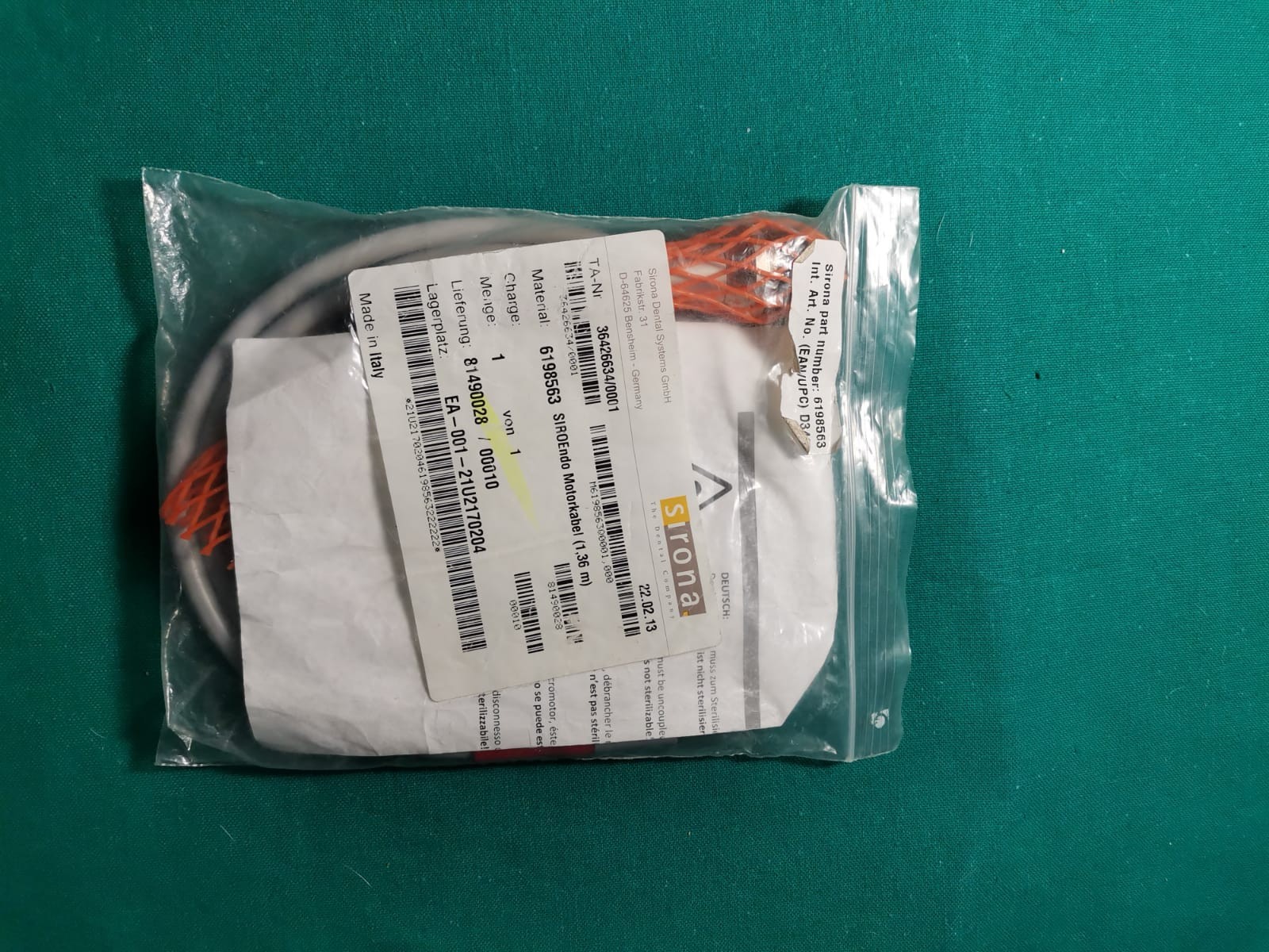 Sirona Siroendo Motor Cable (1,36 meter) Ref 6198563