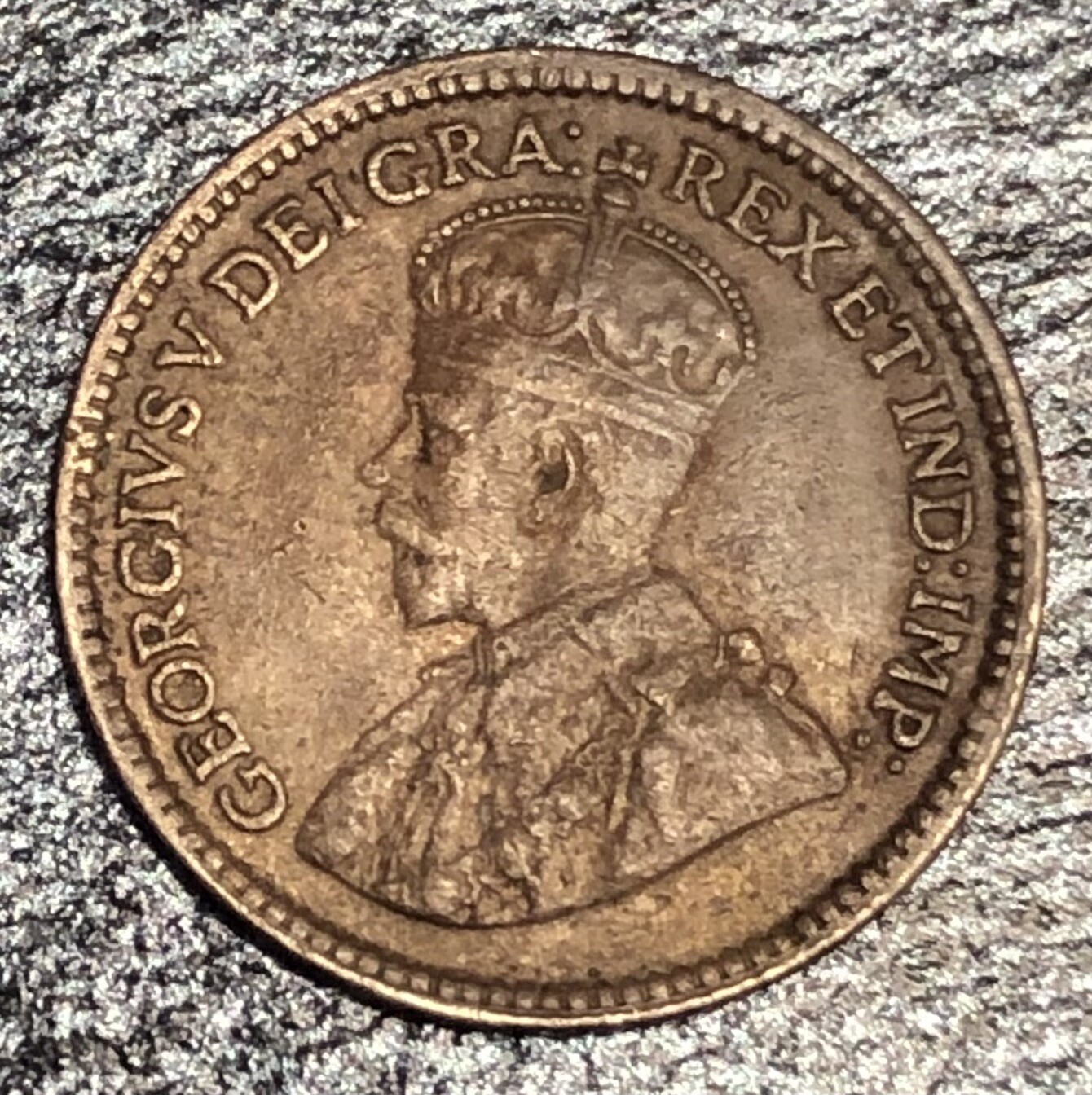 1912 Canada 5 Cents, .925 Silver, High Grade, Toned