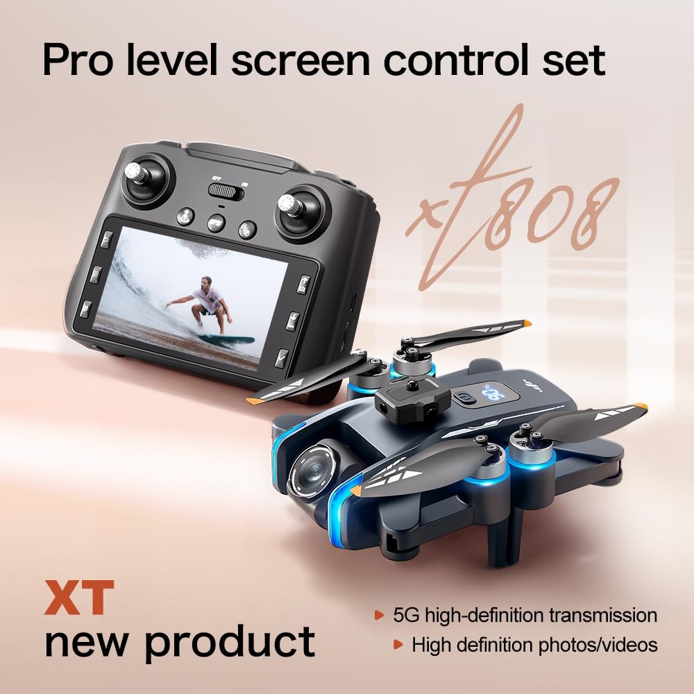 GPS Drone with Camera for Adults, 4.5" Screen Remote Controller, Blue