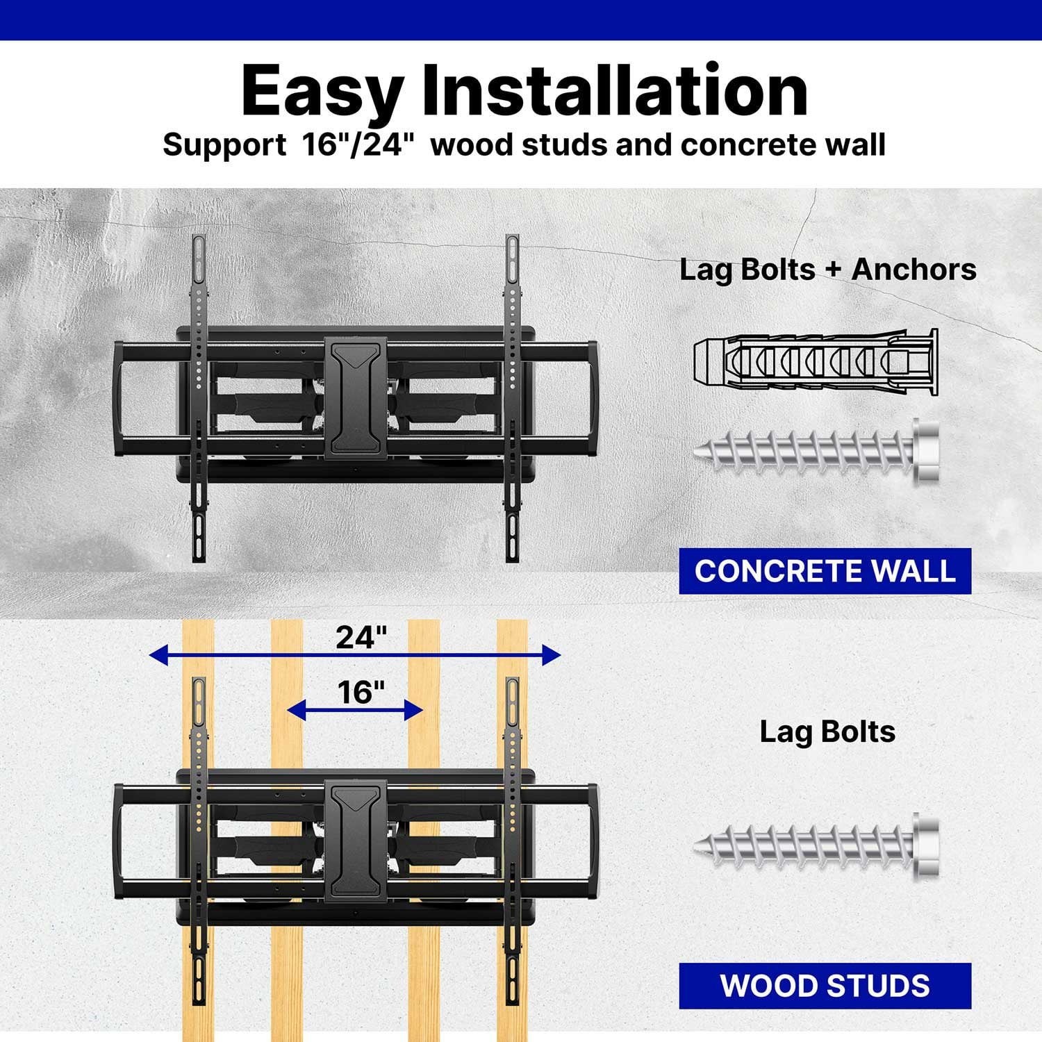 Member's Mark Full Motion Extended TV Wall Mount with Articulating 32"-100" TVs
