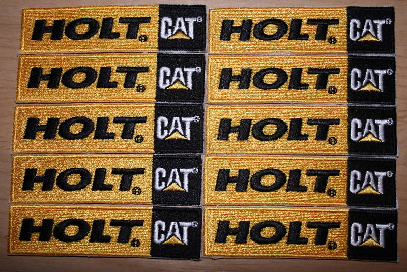 Lot of 5 unused CAT Holt Yellow Border Dealer Shirt Patches
