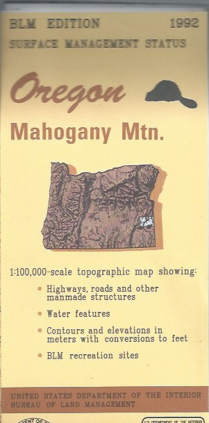 USGS 1:100,000 edition topographic map Mahogany Mountain Oregon