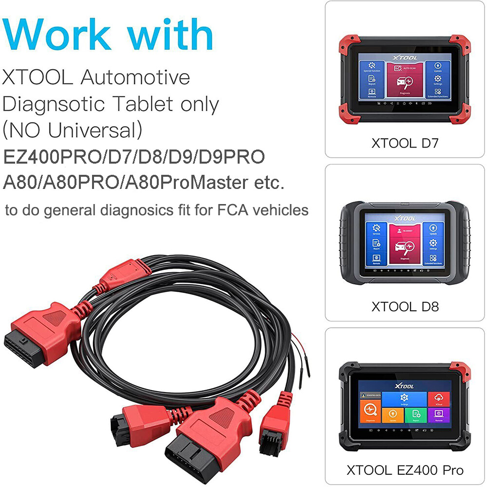XTOOL 12+8 Pin Auto Diagnostic Cable FCA Cable for Chrysler work with D7 D8 D9