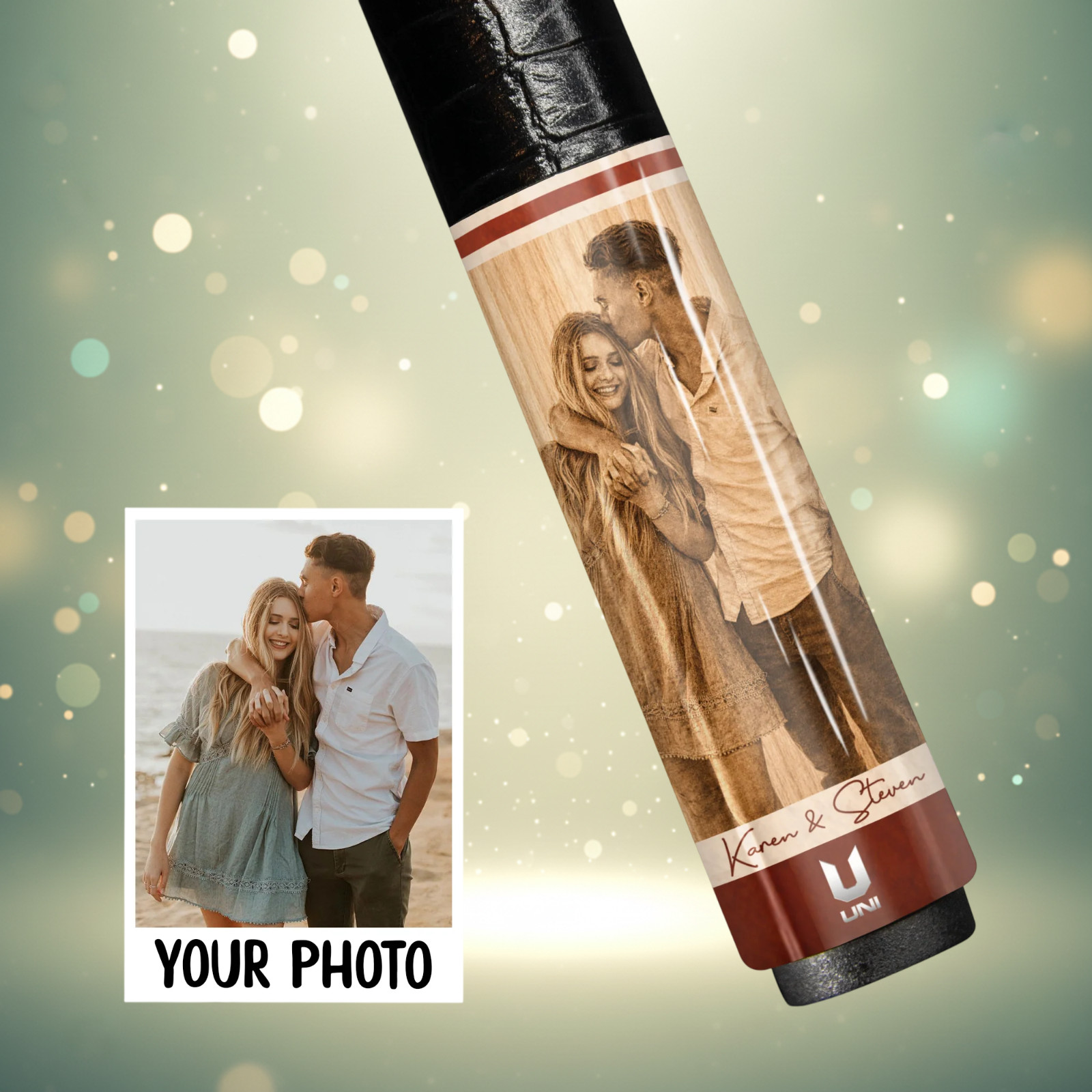 Personalized Carbon Fiber Pool Cue Custom Photo Collage Design(Up to 5 Pictures)