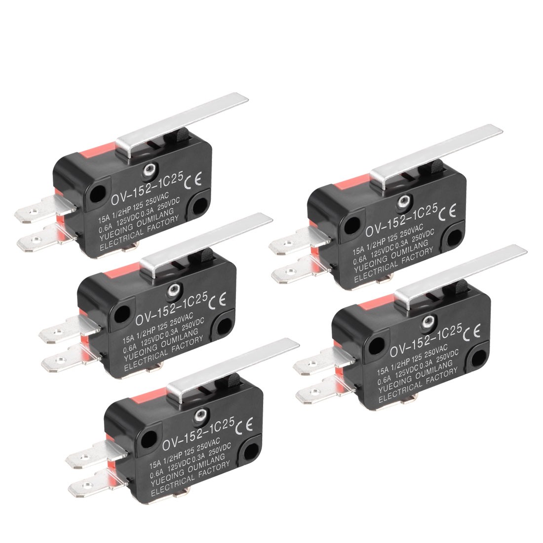 5PCS OV-152-1C25 15A 125/250VAC SPDT NO NC 3 Terminals Hinge Lever Type Switch
