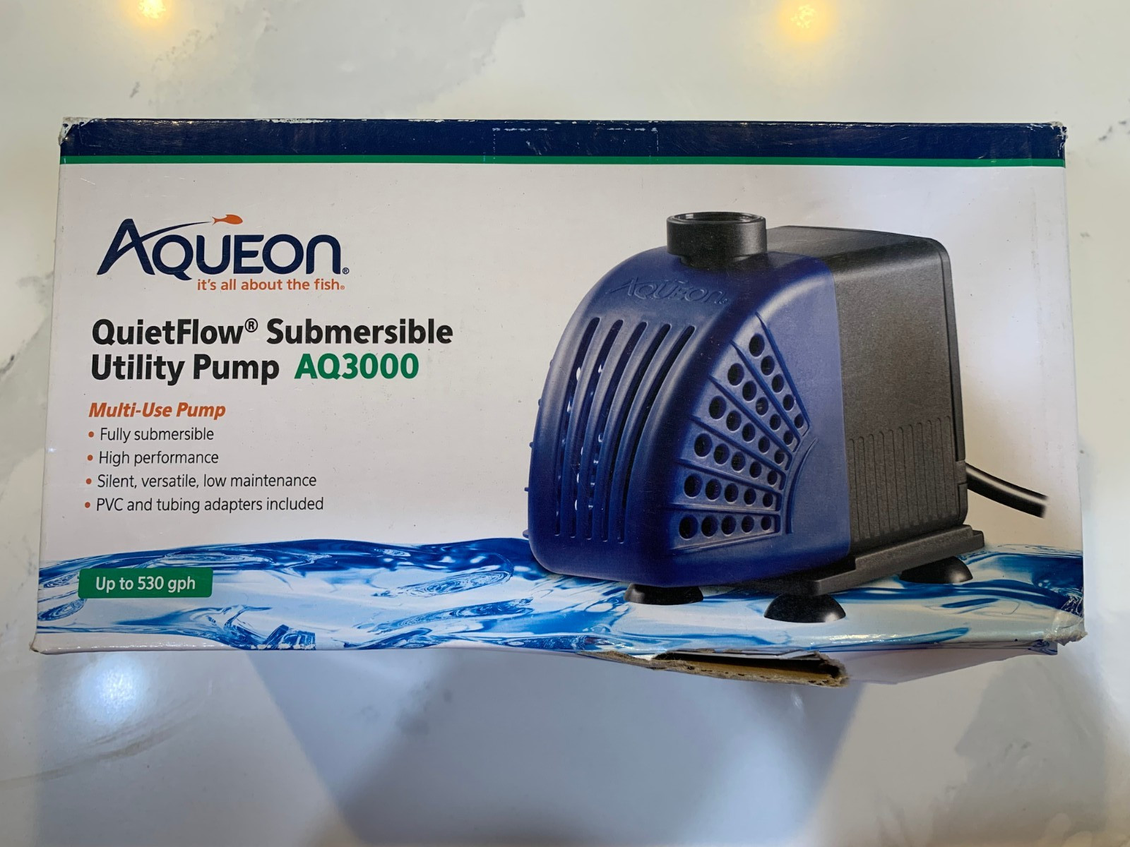 Aqueon QuietFlow Submersible Utility Pump AQ3000 530 GPH