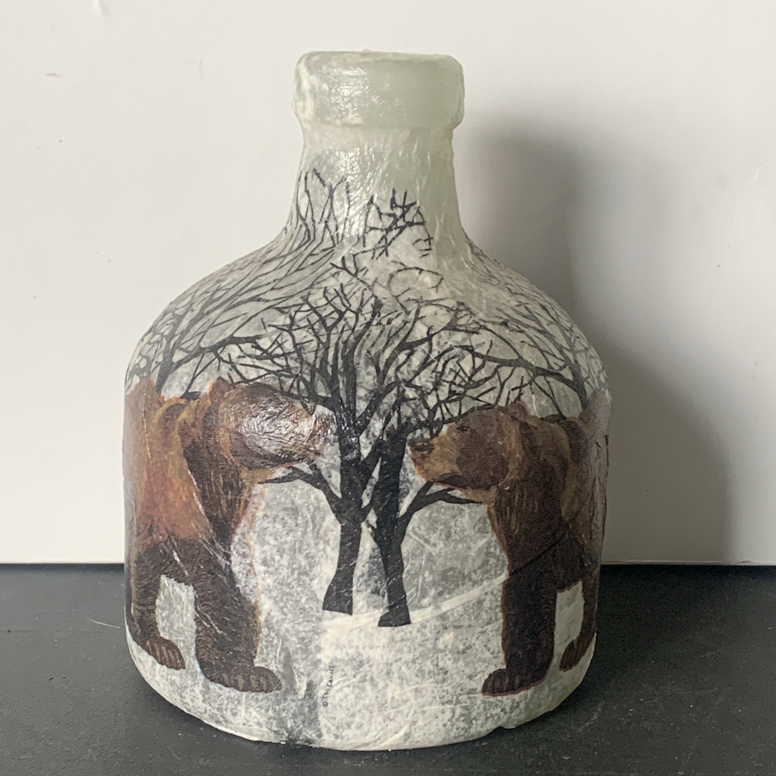 Decorative Decoupage 6.25” Bears Collectible Jar