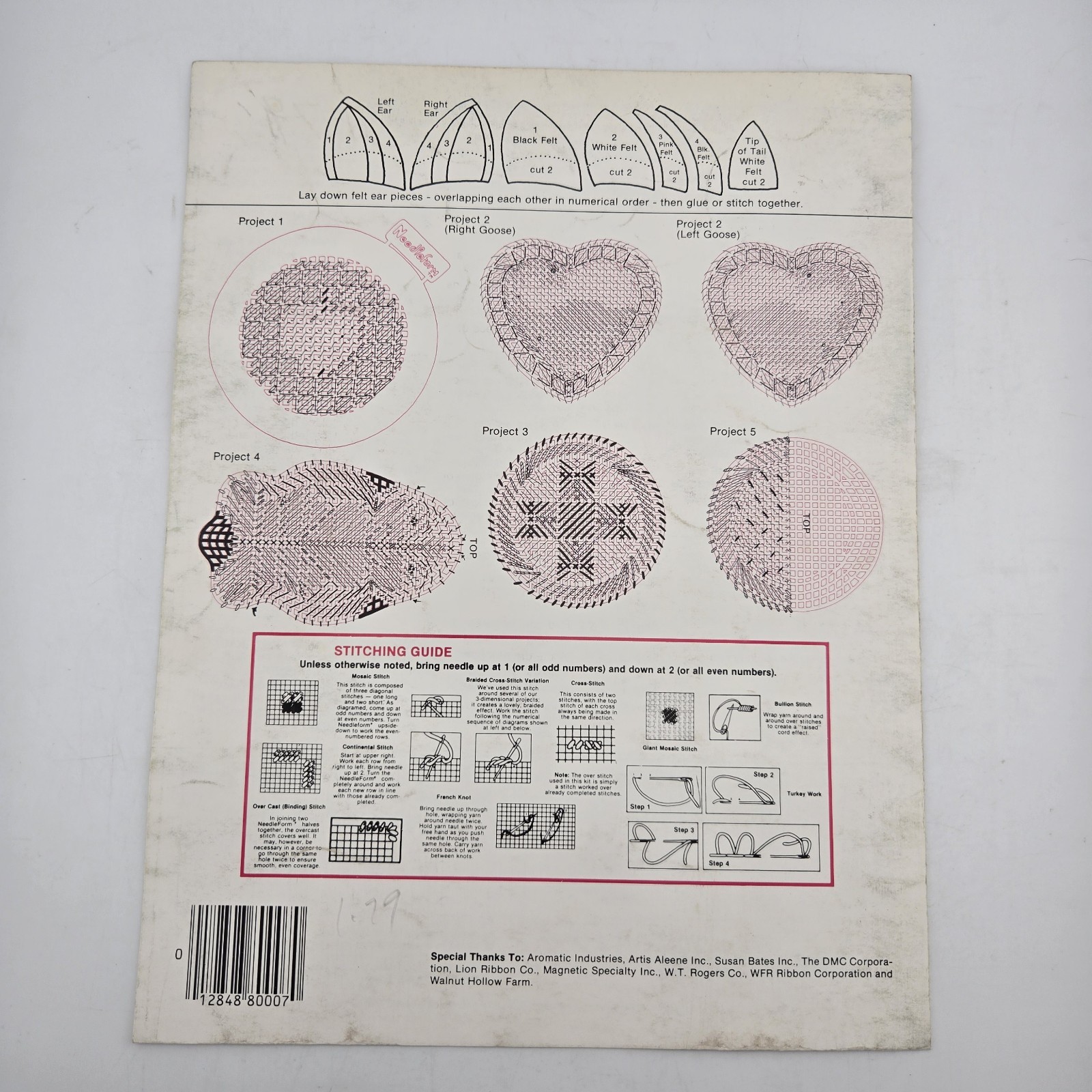 Lot of 4 NeedleForm Plastic Canvas Leaflets Patterns Needlework