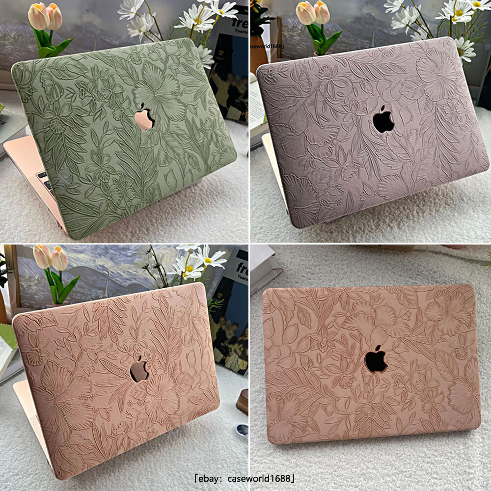 Carved Flower PU Leather Hard Case For Macbook Neo Air 13 15 M5 Pro 14 16 12 in