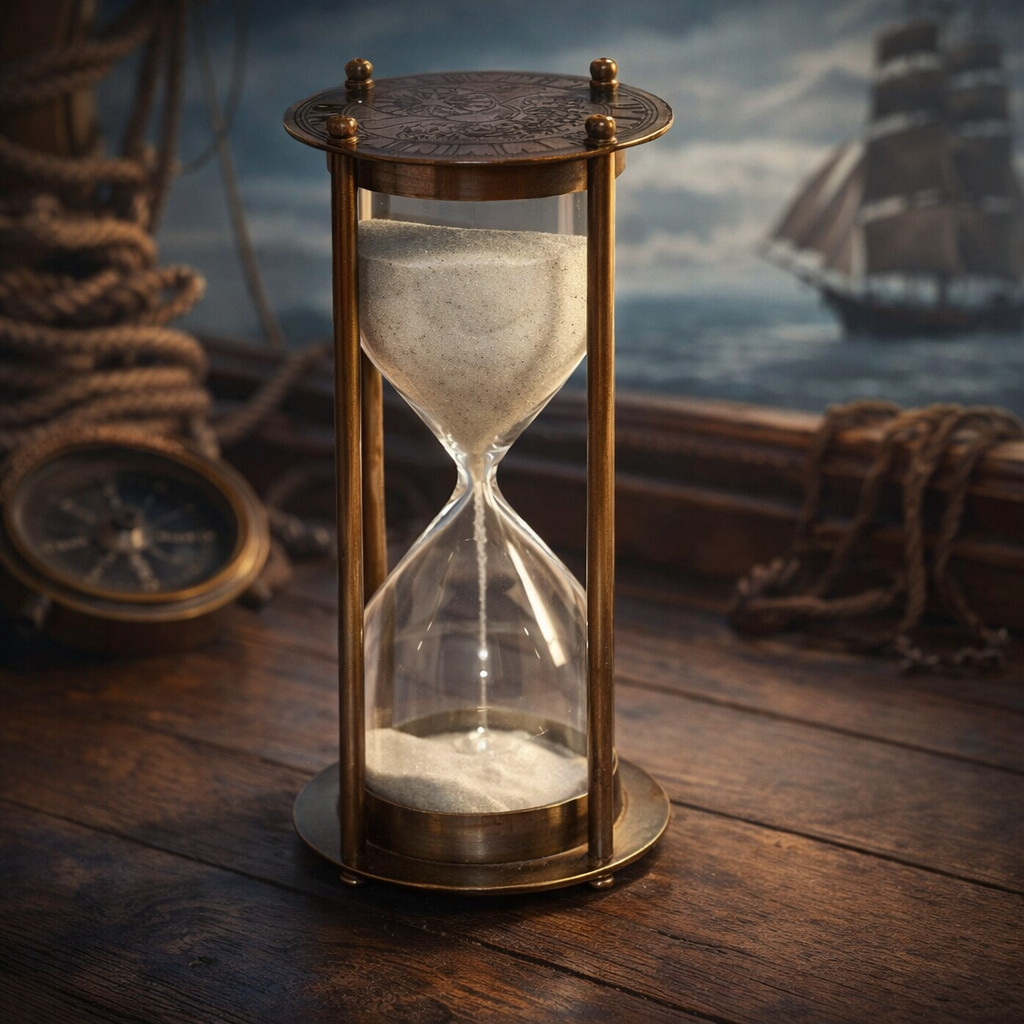 Antique Brass Nautical Sand Timer 6” Vintage Maritime Hourglass