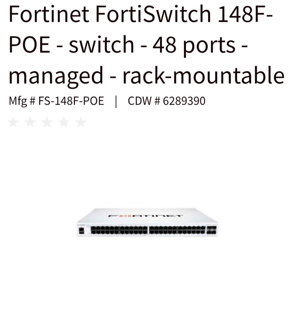 Fortinet FortiSwitch 148F-POE 48-Port Gigabit Fully Managed Layer 2 Rack PoE