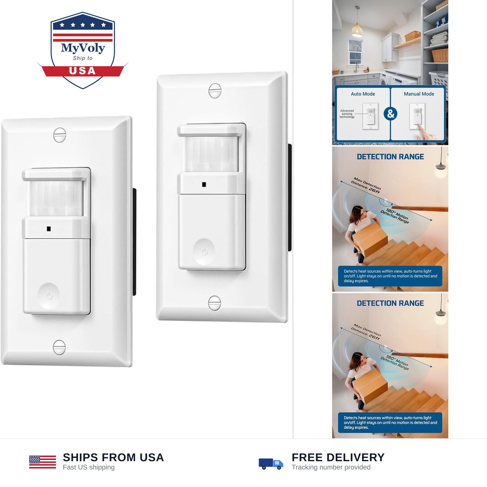 DEWENWILS 2pack Motion Sensor Light Switch，Motion Activated Wall Switch | Sin...