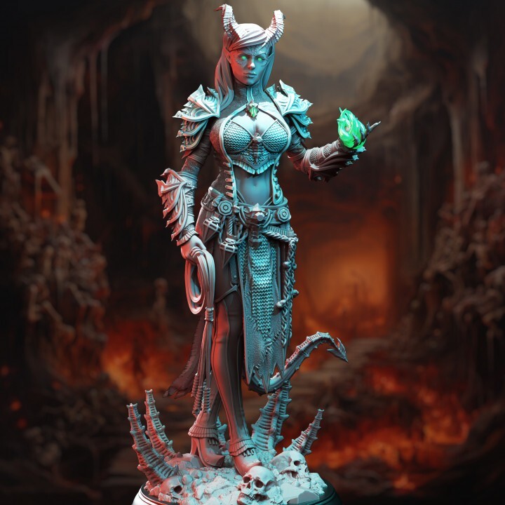 D&D Skardi Tiefling Warlock 28mm and 32mm Scale Mini TTRPG
