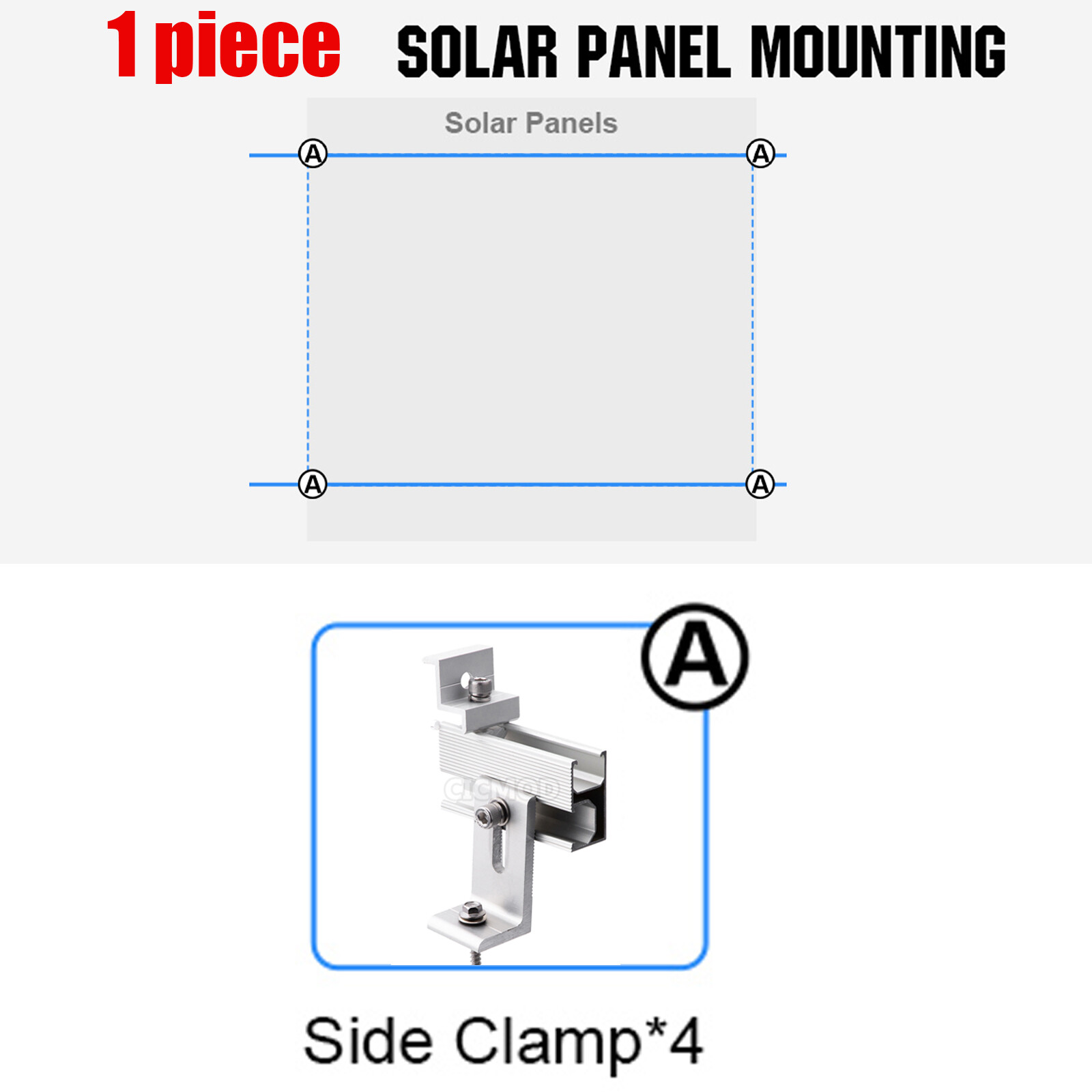Universal Solar Panel Mounting Fixing Kit Rail Brackets End/Mid Clamp 30mm/35mm