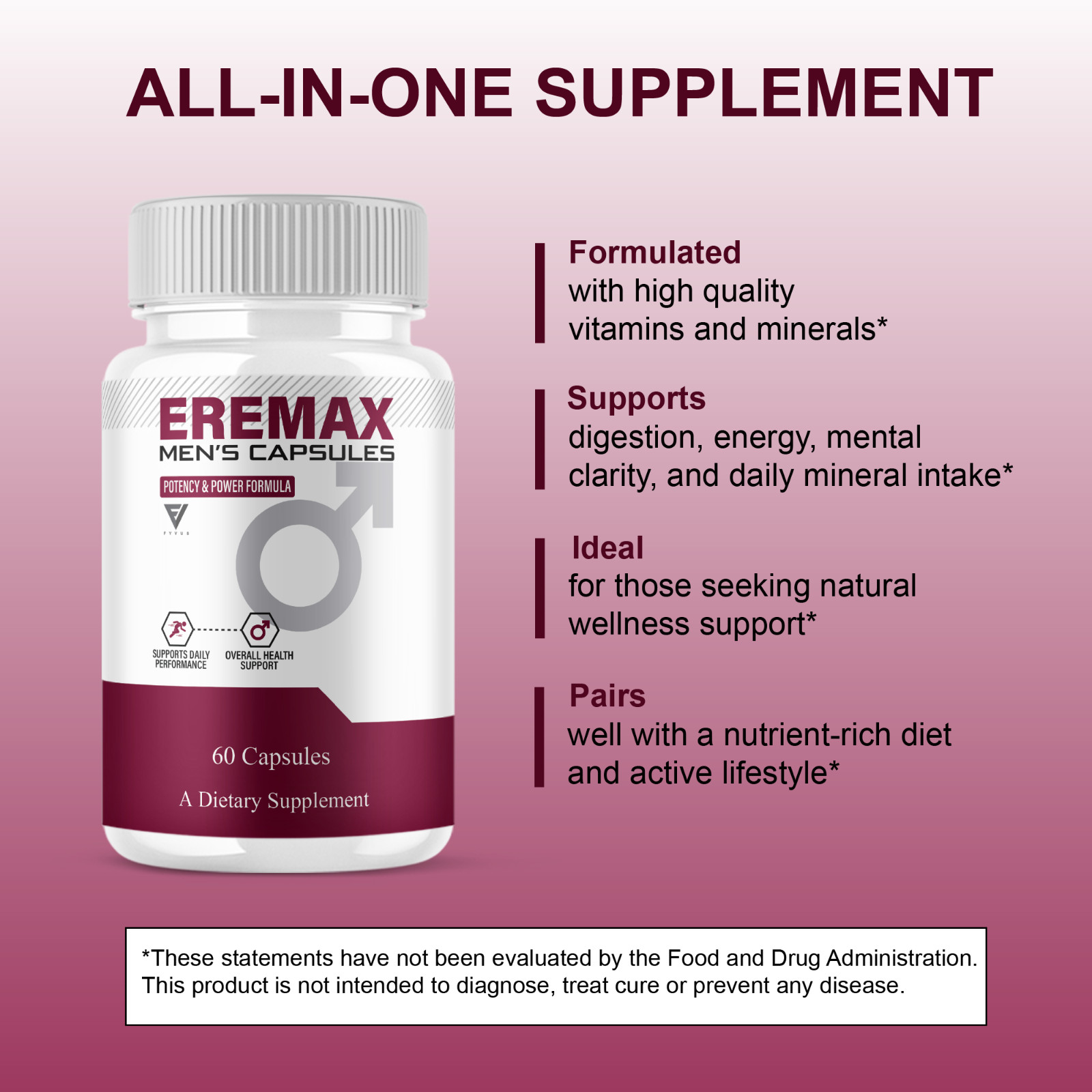 (3 Pack) Eremax Capsules, Eremax Premium Performance Supplement (180 Capsules)