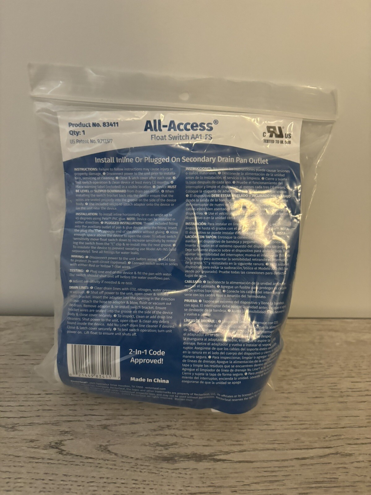 Rectorseal All-Access Condensate Cleanout w/Built-In Float Switch AA1-FS