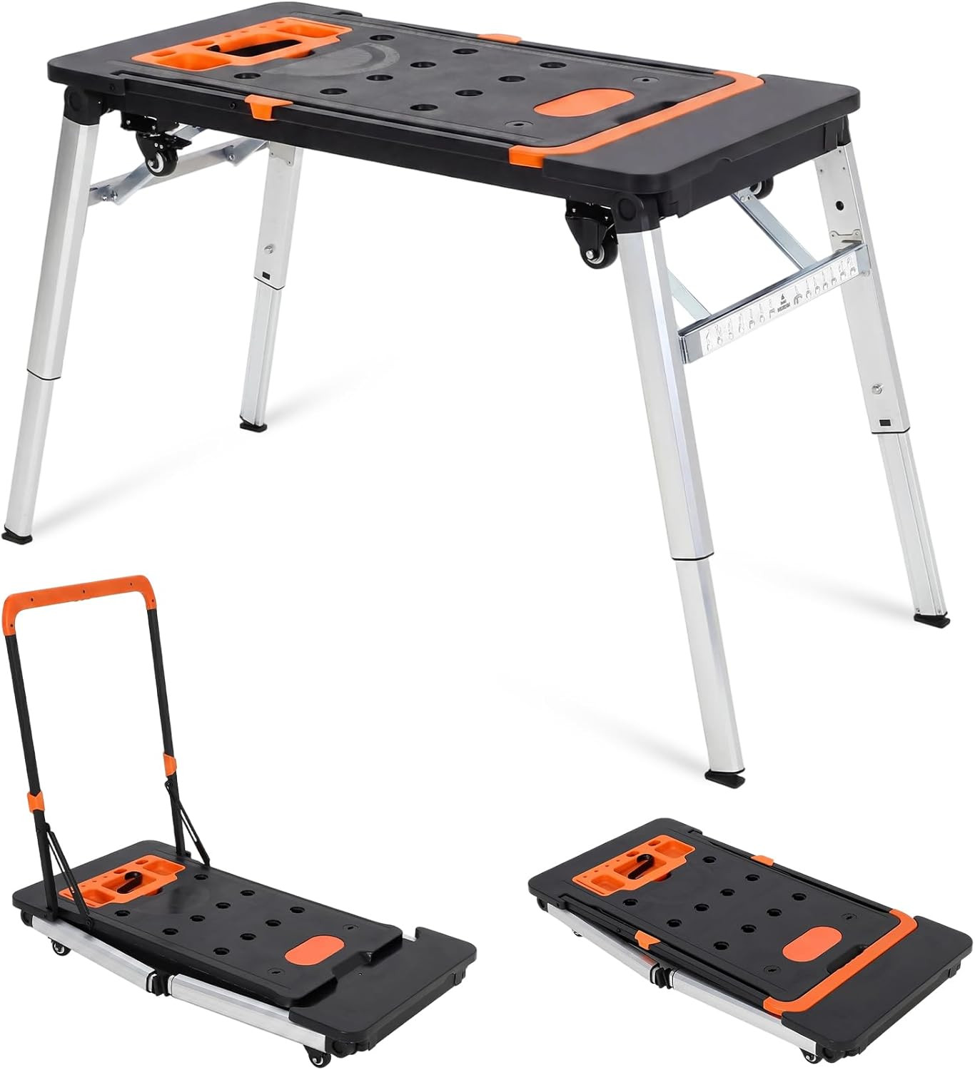 7-In-1 Multifunctional Folding Workbench & Work Table with Wheels, Portable Work