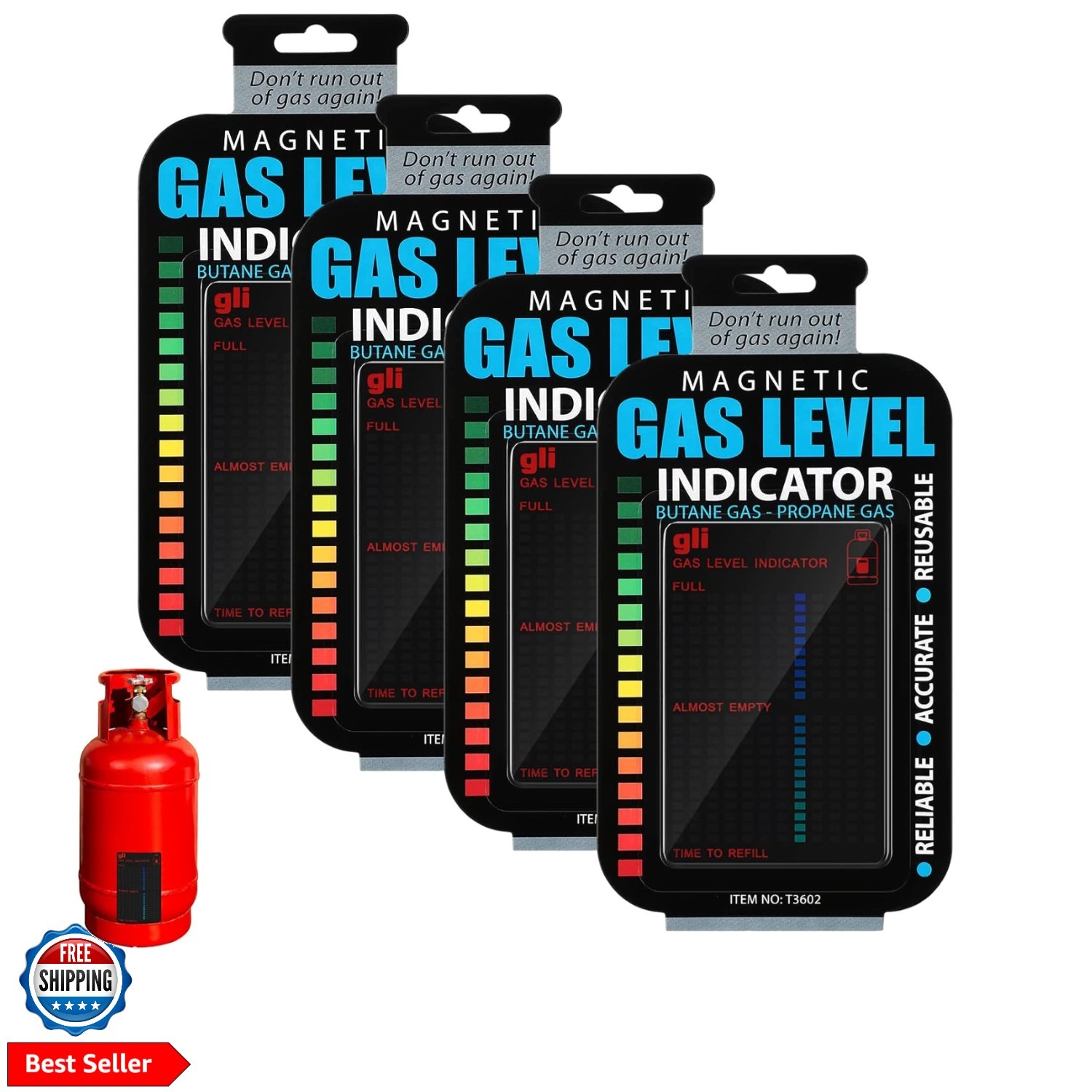 4 Pieces Magnetic Gas Level Indicator Reusable Propane Fuel Level Indicators ...