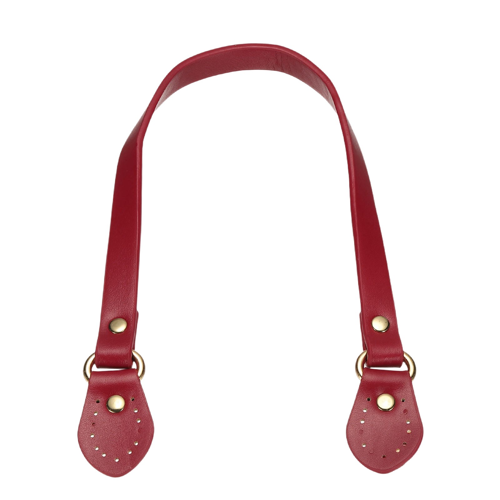 Leather Purse Strap, 20.3" Sew on Bag Handles with Ear Shape End, Purple Red