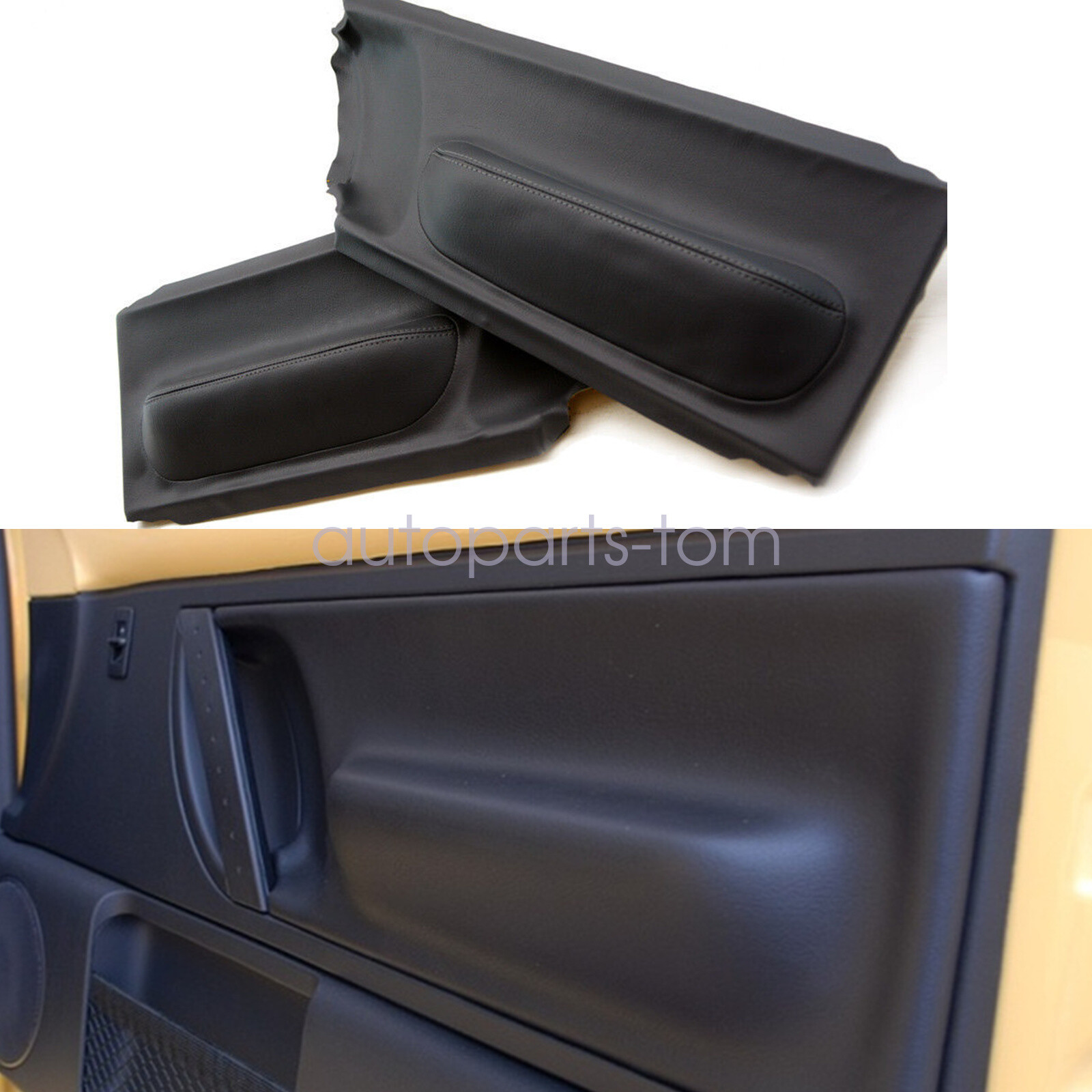 For 1998-2010 VW Beetle Door Panel Insert Card Leather Cover 2Pcs Black