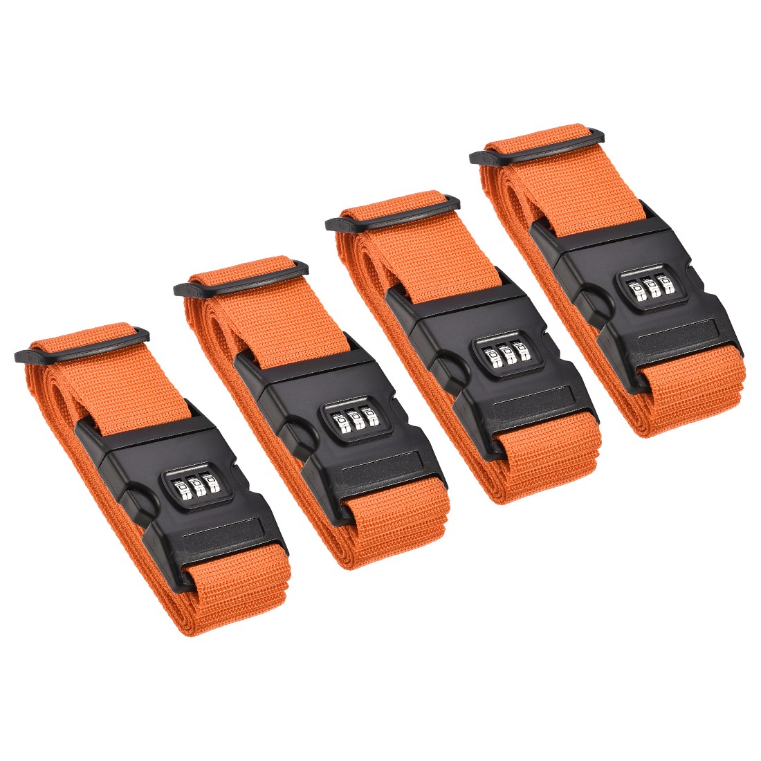 Luggage Straps Suitcase Belts Combination Lock 2Mx5cm Adjustable Orange,4Pcs