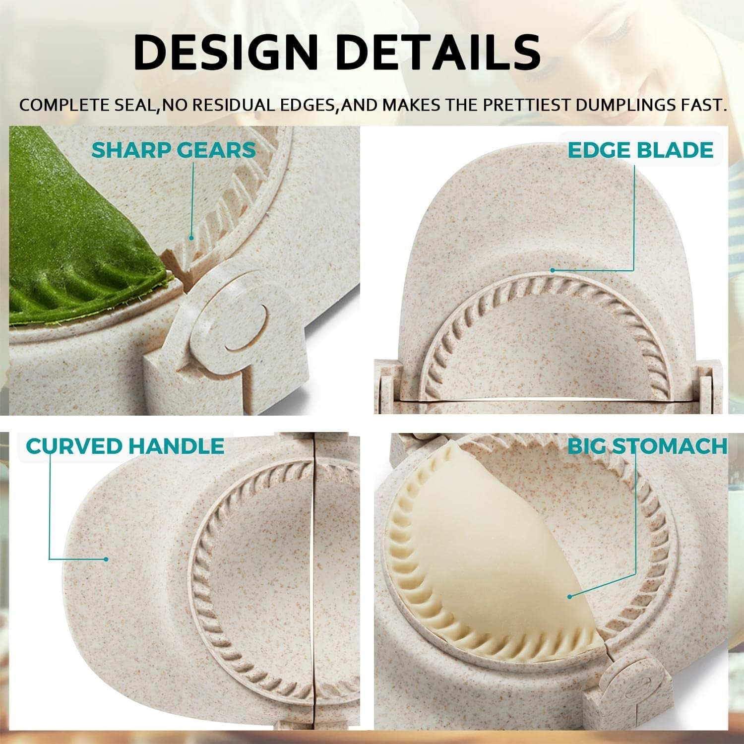 Empanada Maker Press, 5 Inch Extra Large Dumpling Set with 5, White