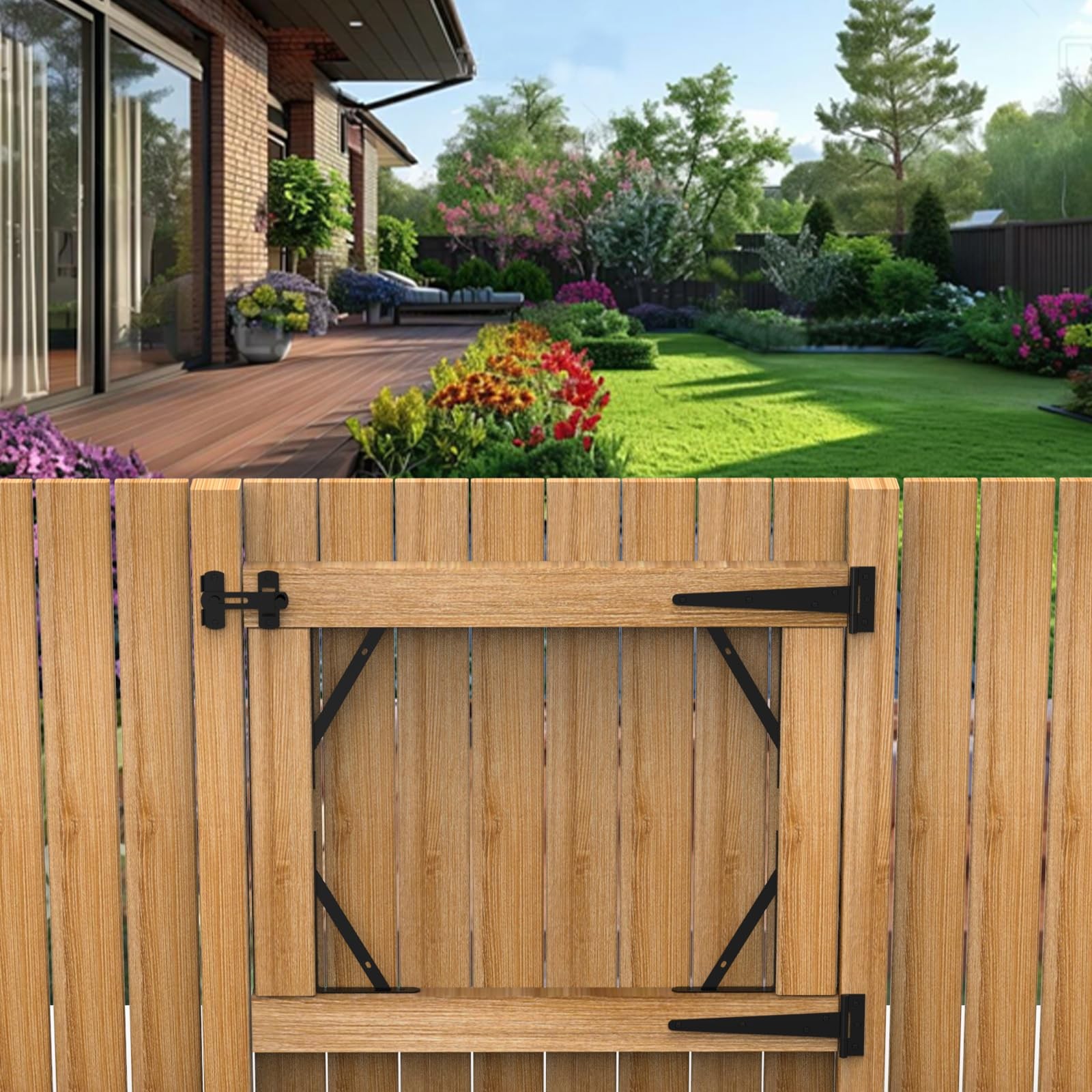 Fence Gate Frame Kit with 8 inch Hinges and Gate Latch, Includes Corner Brace...