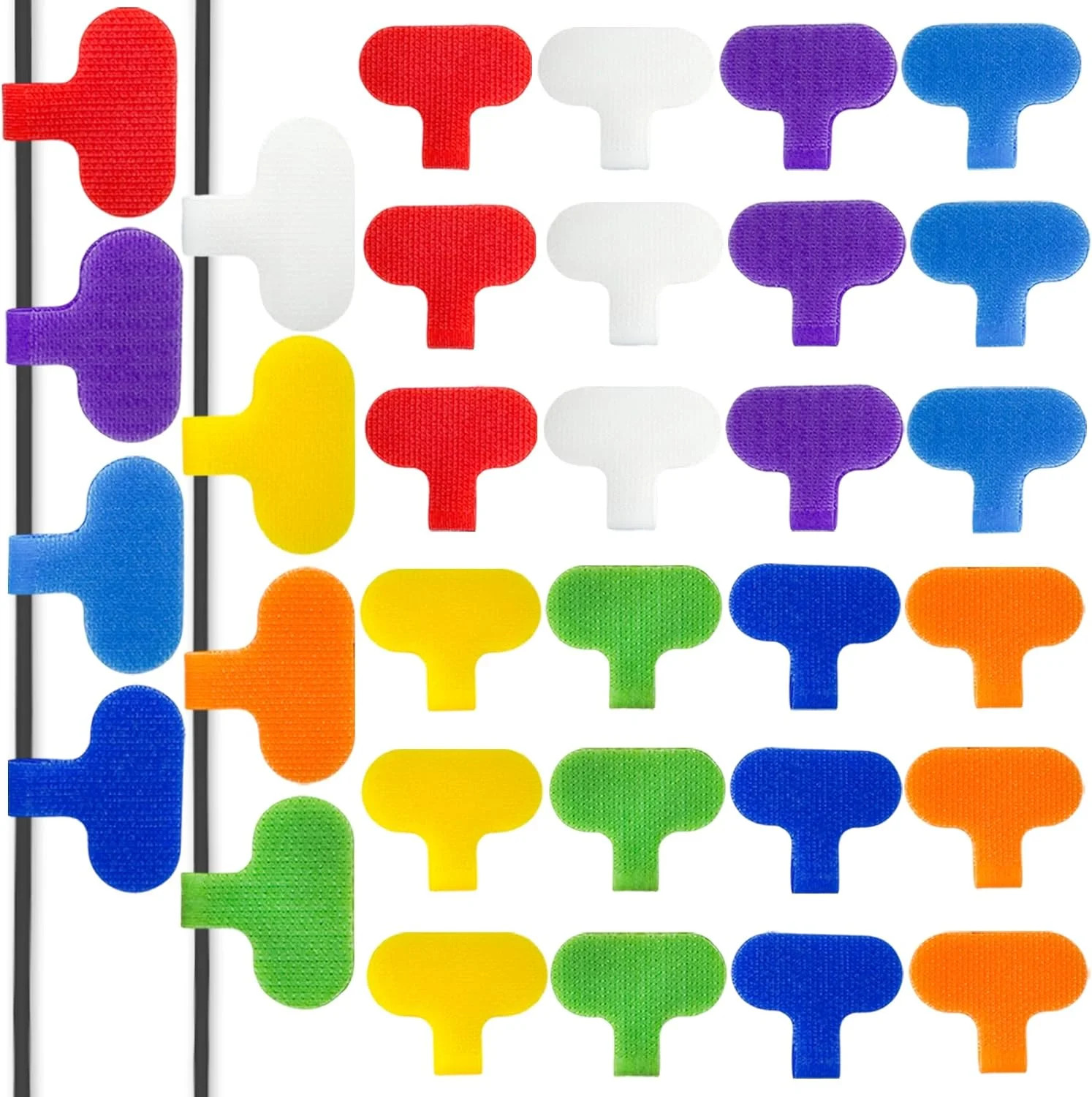 32 Pcs Multi Color Durable Cable Lables with Writable Surface,Waterproof Wire La