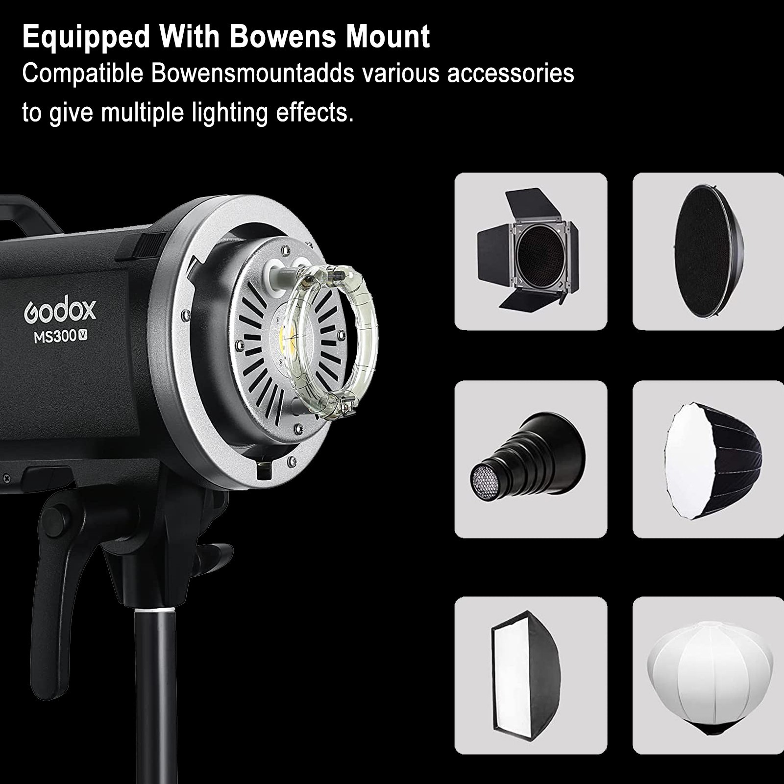 Godox MS300-V MS300V 300W Compact Studio Strobe Flash Light Bowens Mount Flashes