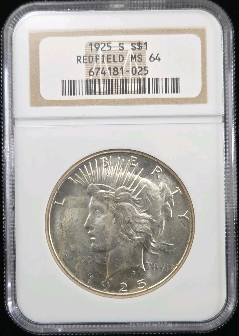 1925-S Peace Dollar $1.00 NGC MS64 RedField.