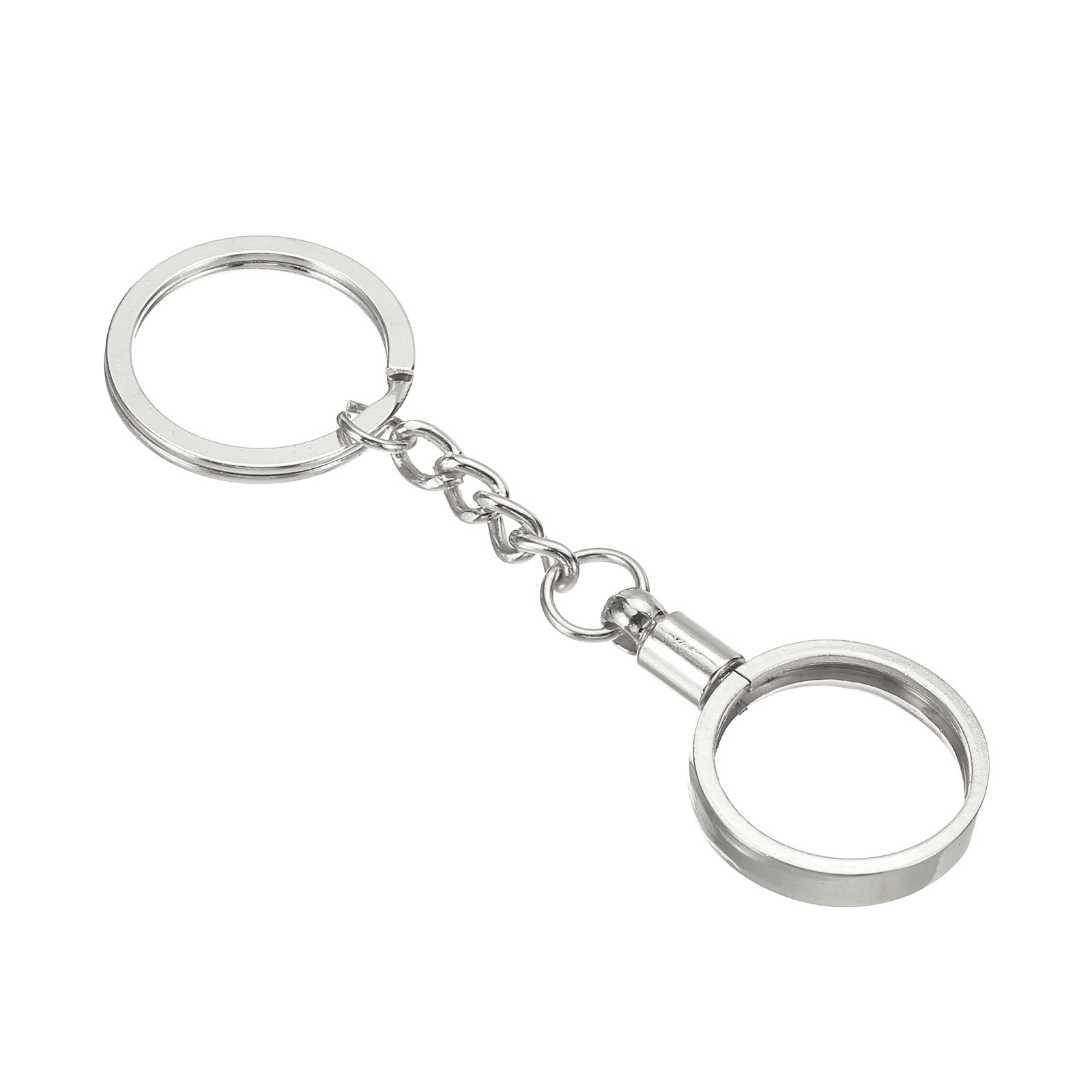 Coin Holder Keychain 25mm Round Medallion Holder with Metal Key Ring Silver