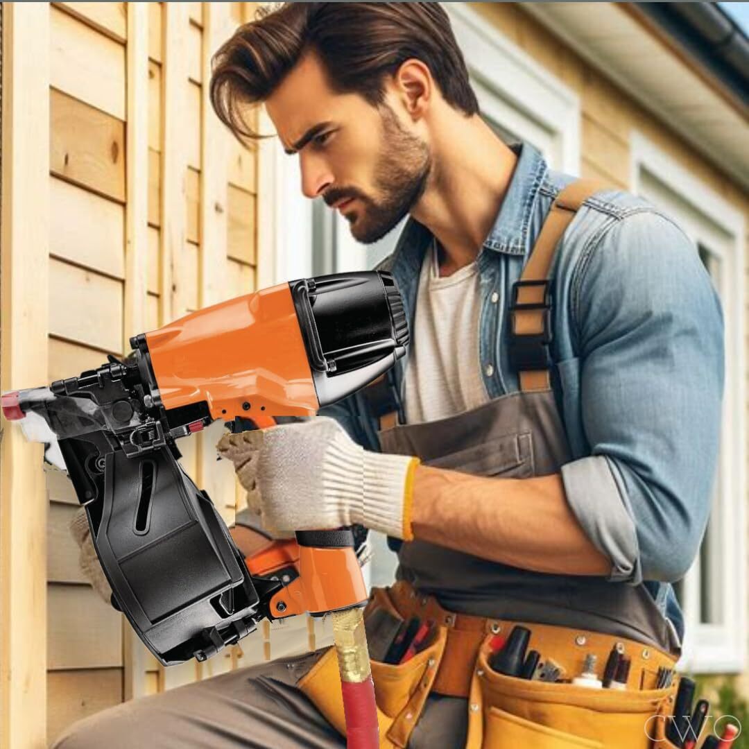 PIERCE 15° Professional Coil Siding Nailer - Tool-less Depth Adjustment, Trigge
