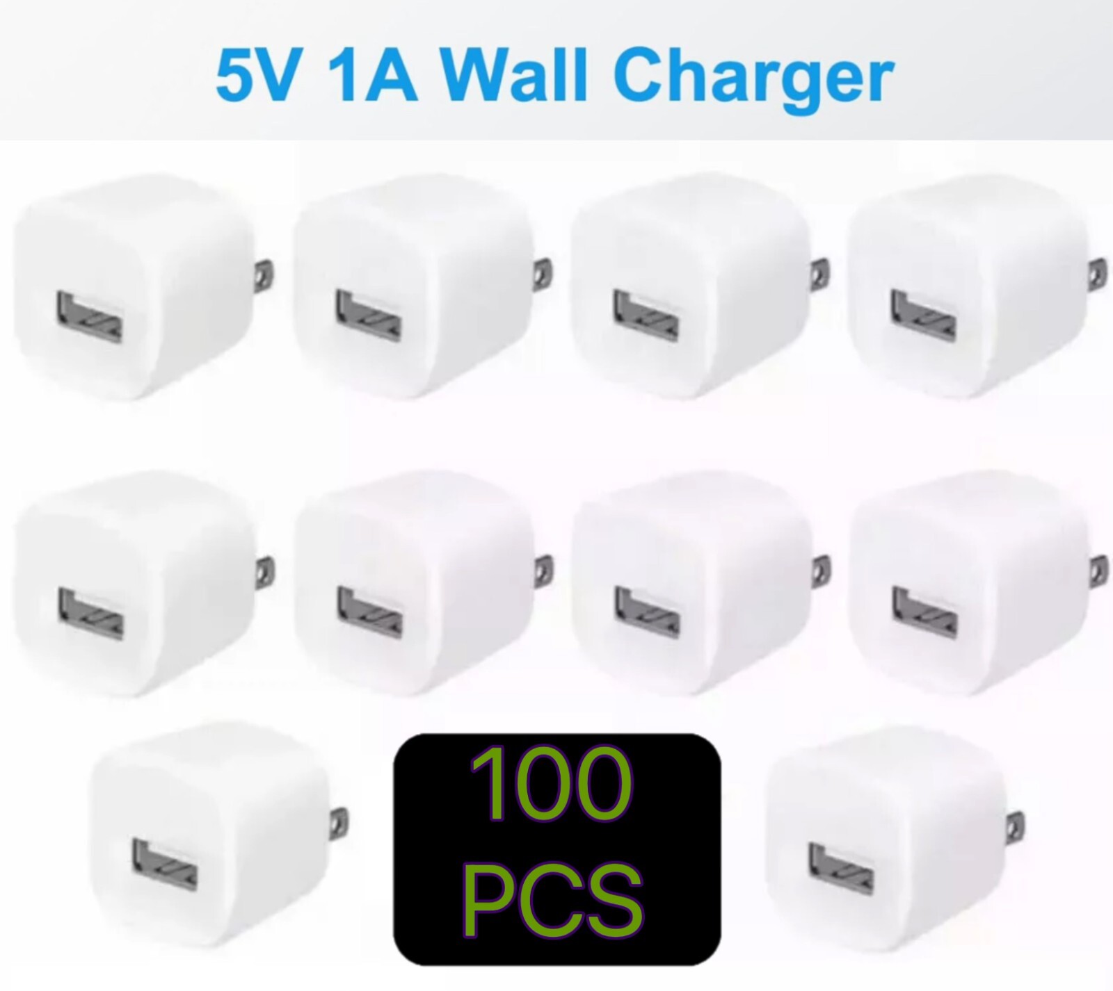 100x USB 1A Power Adapter AC Home Wall Charger US Plug FOR iPhone 6 7 8PLUS ipod