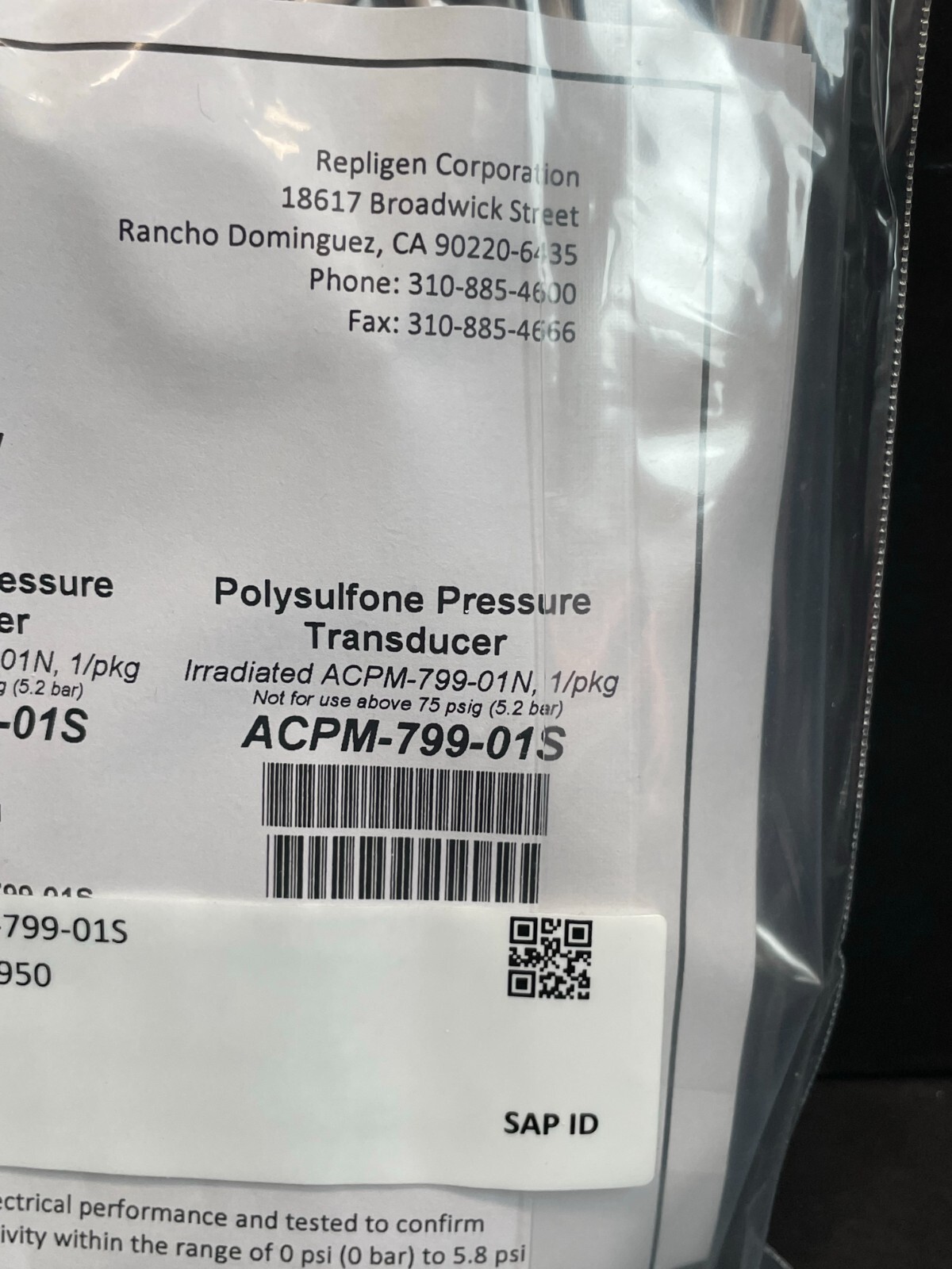 Repligen Pressure Transducer Polysulfone Sterile 2 Transducers