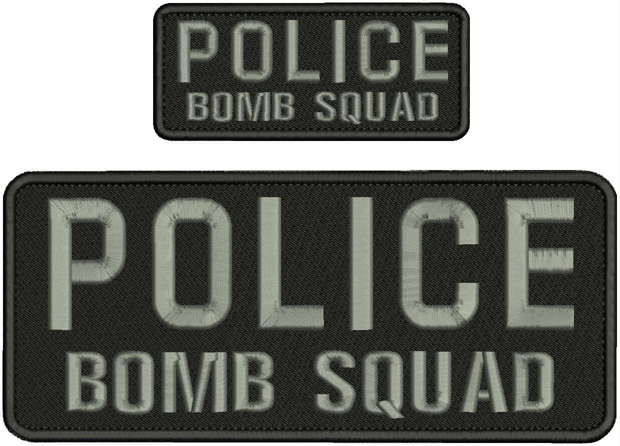 Collectible 2 Embroidery Patch Police B Squad 4x10 and 2x5 Gray On Black