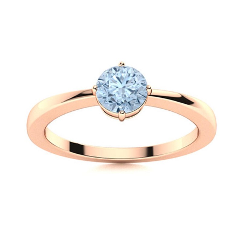 925 Silver Round Aquamarine Gemstone Statement Solitaire Boho Ring Jewelry