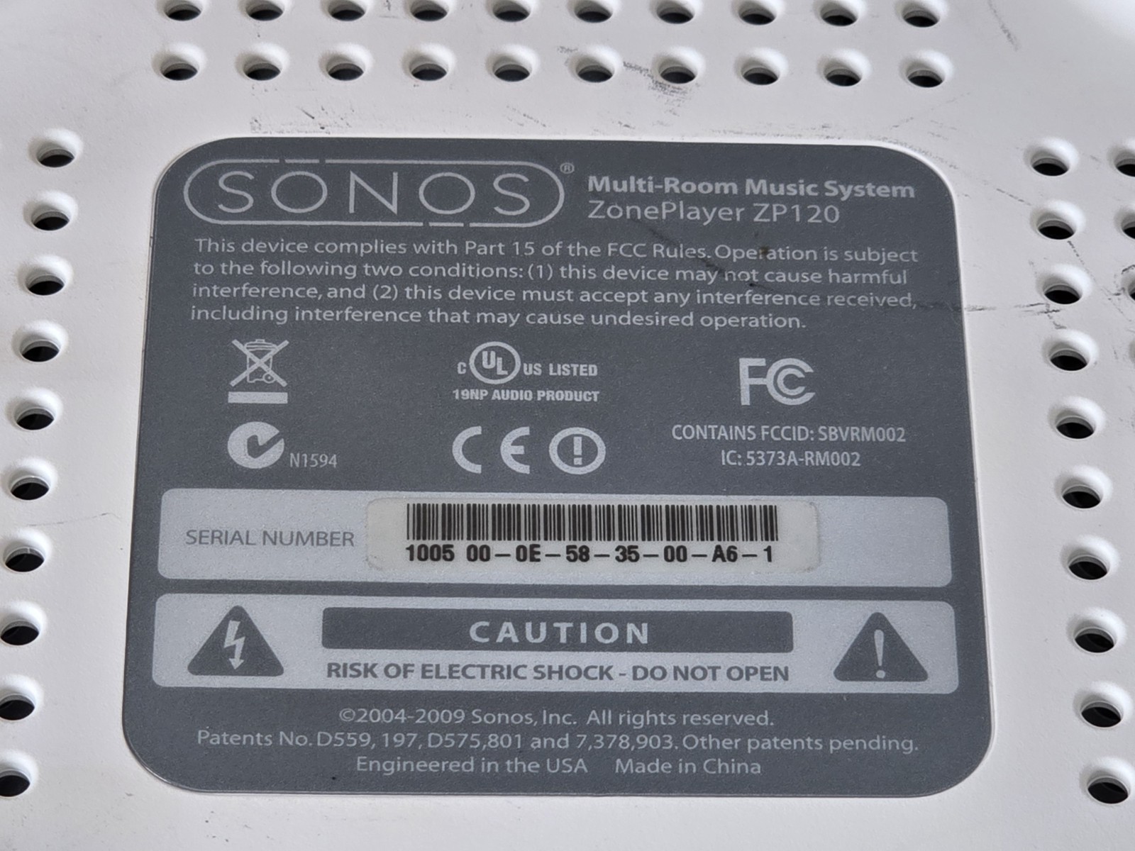 Sonos ZonePlayer ZP120