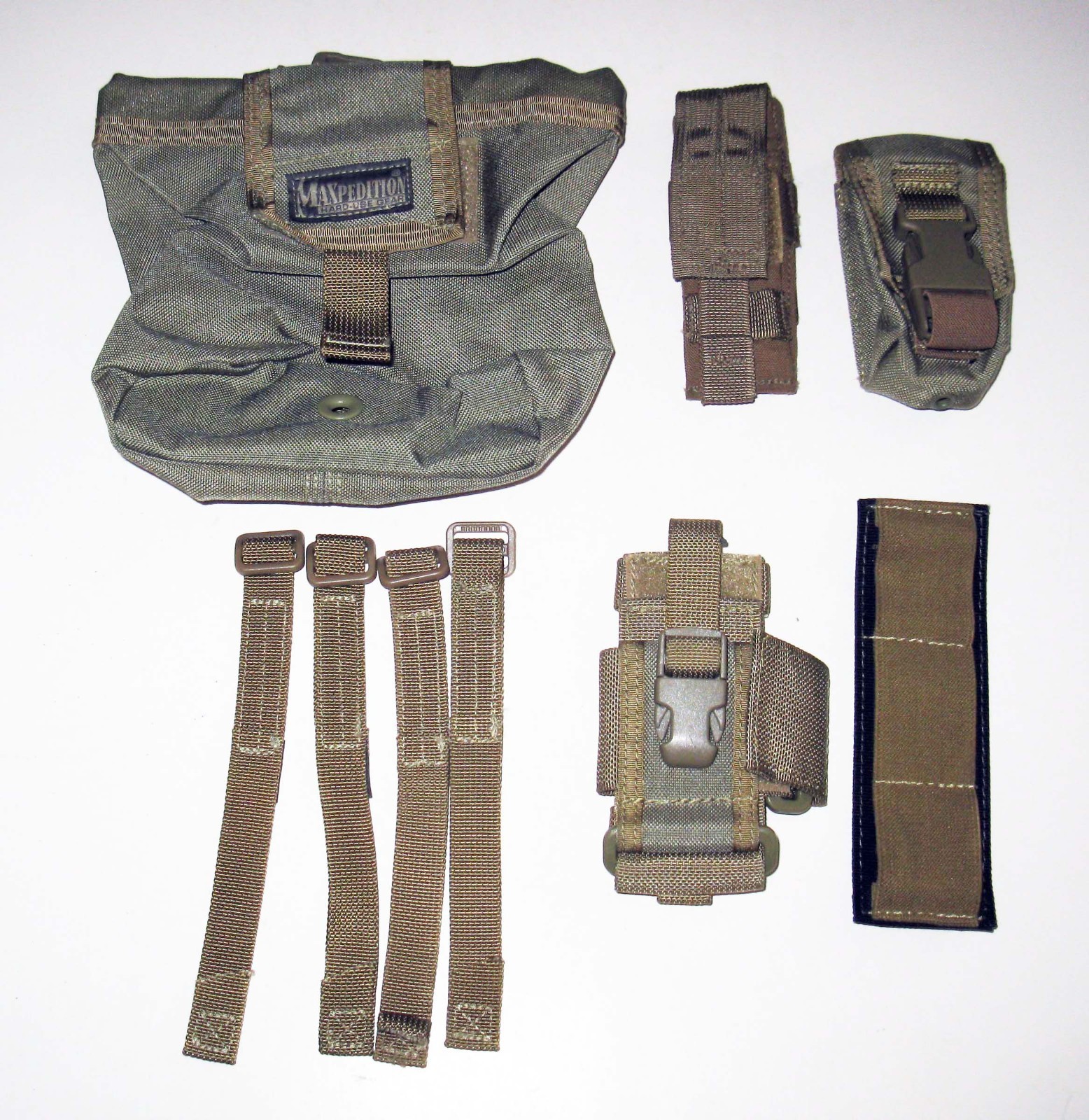 Lot of 4 Maxpedition OD Green Pouches Dump Belt Mag Pouch with 4 Tacties +