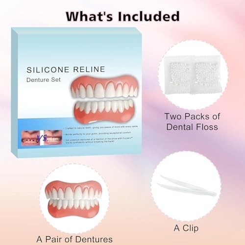 Silicone Reline Denture Kit for Upper & Lower Teeth, Soft Comfortable Veneers