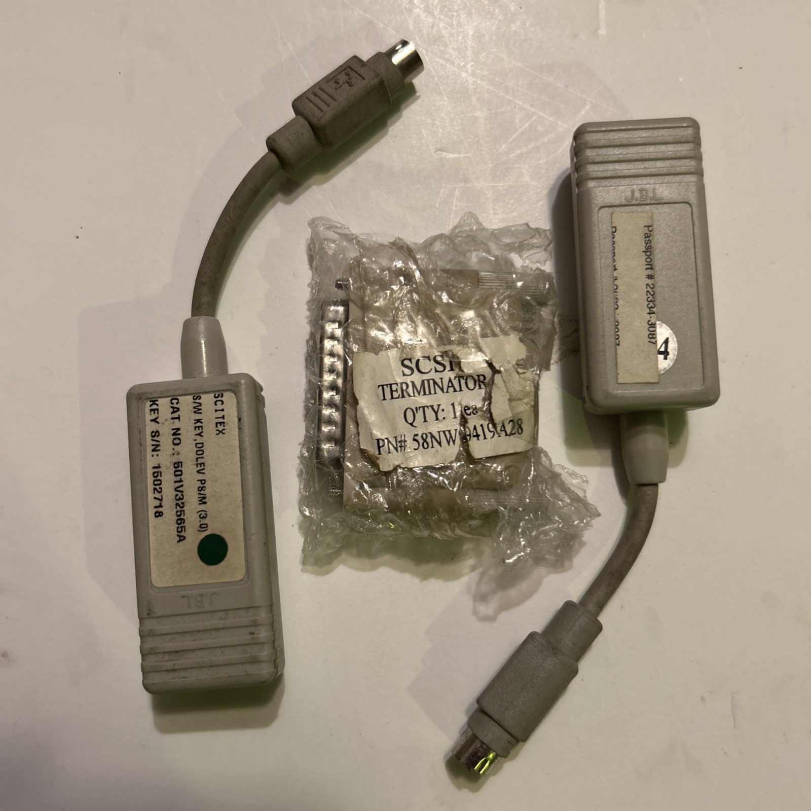 Scitex Dolev Hardware Dongles + SCSI Terminator + DB25 Adapter Lot (4 Items)