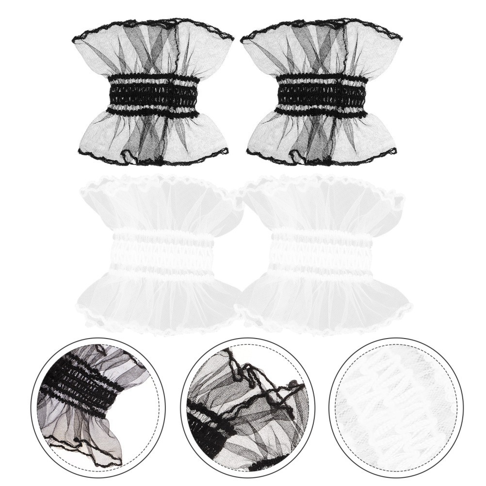 2 Pairs Cuff Sleeves Sweet Lace Hand Decorative Wrist Cuffs Fashionable