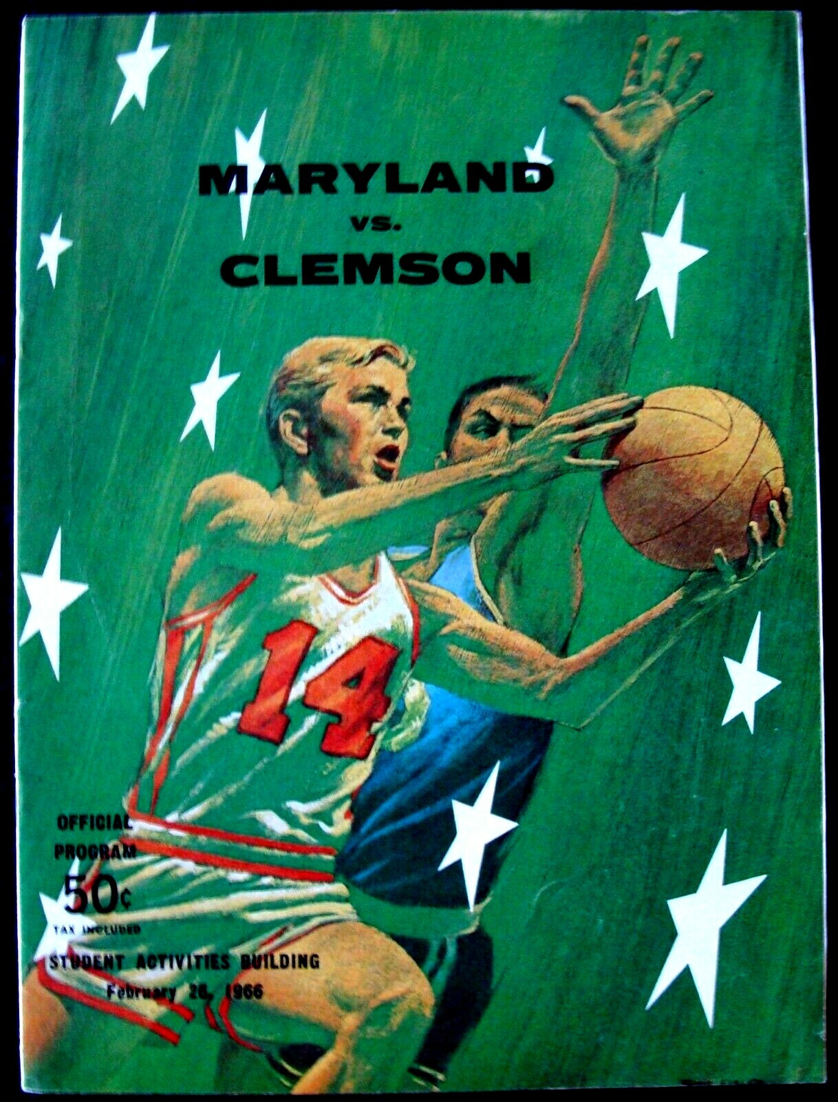 FEB 26, 1966 MARYLAND TERPS V. CLEMSON ACC BASKETBALL PROGRAM @ COLE FIELD HOUSE