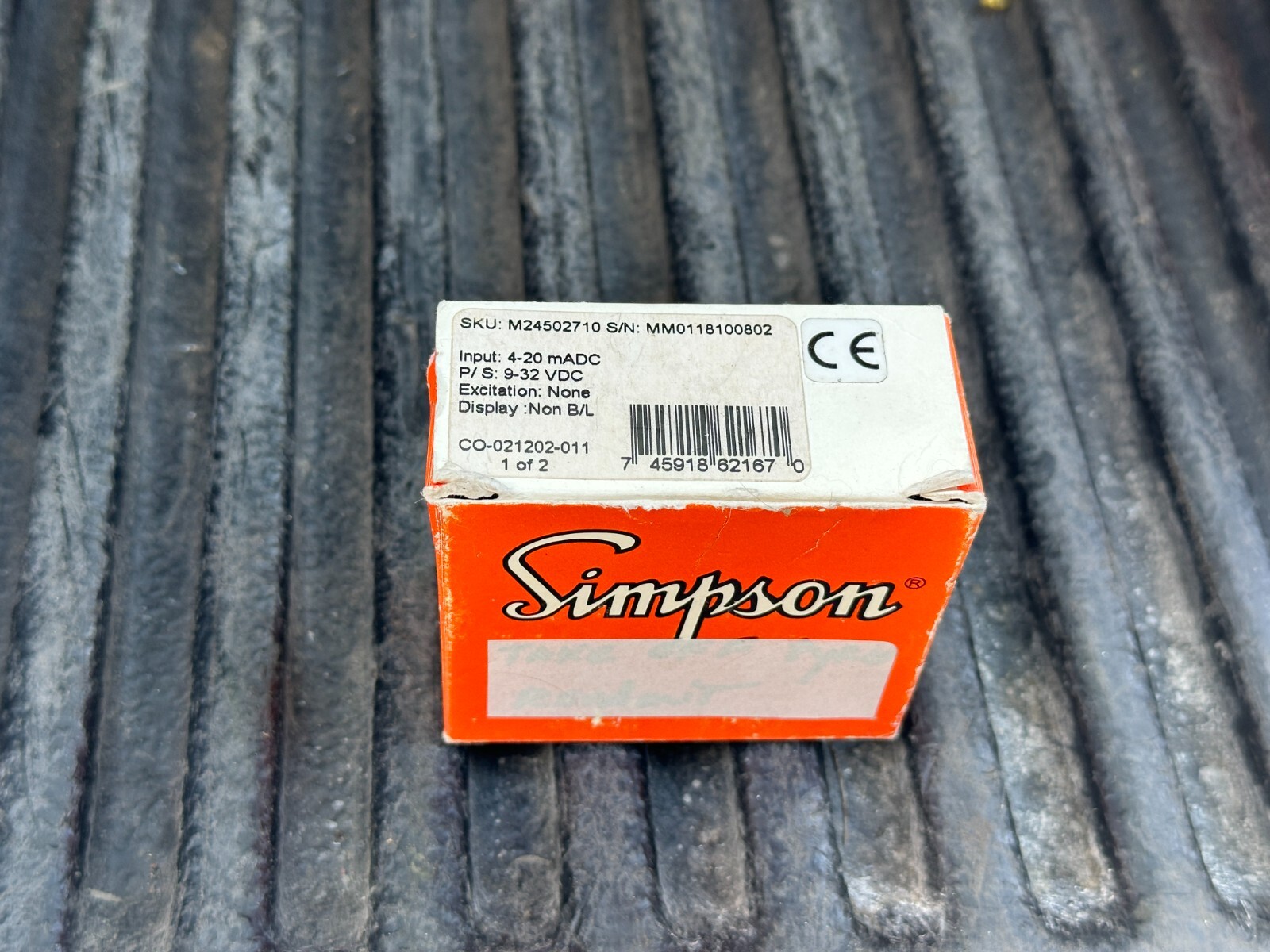 Simpson M24502710 Digital Panel Meter, LCD, 9-32VDC, 4-20DCmA, 4-1/2 Digital