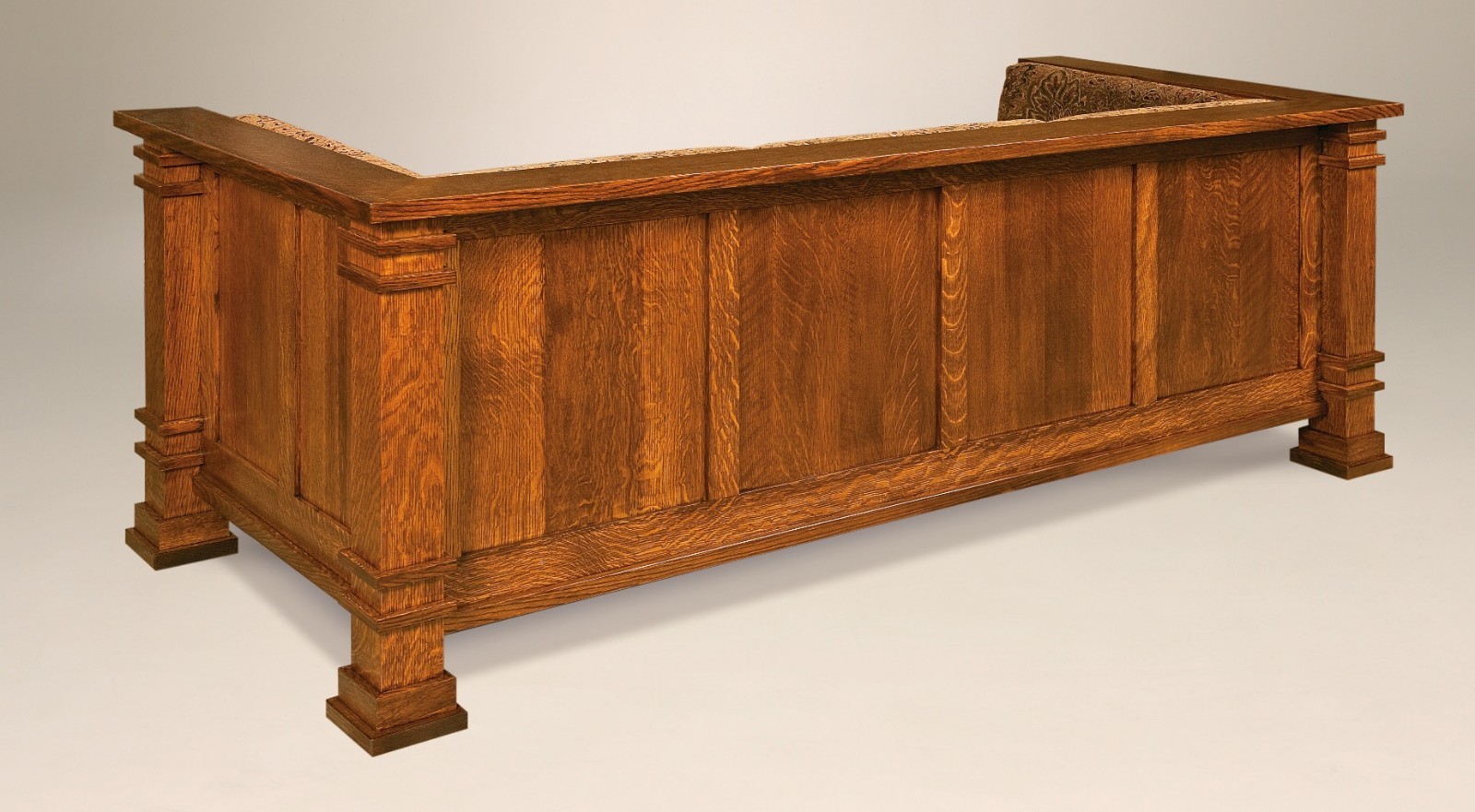 Amish Mission Arts and Crafts Sofa Couch Upholstered Solid Wood Back Surround