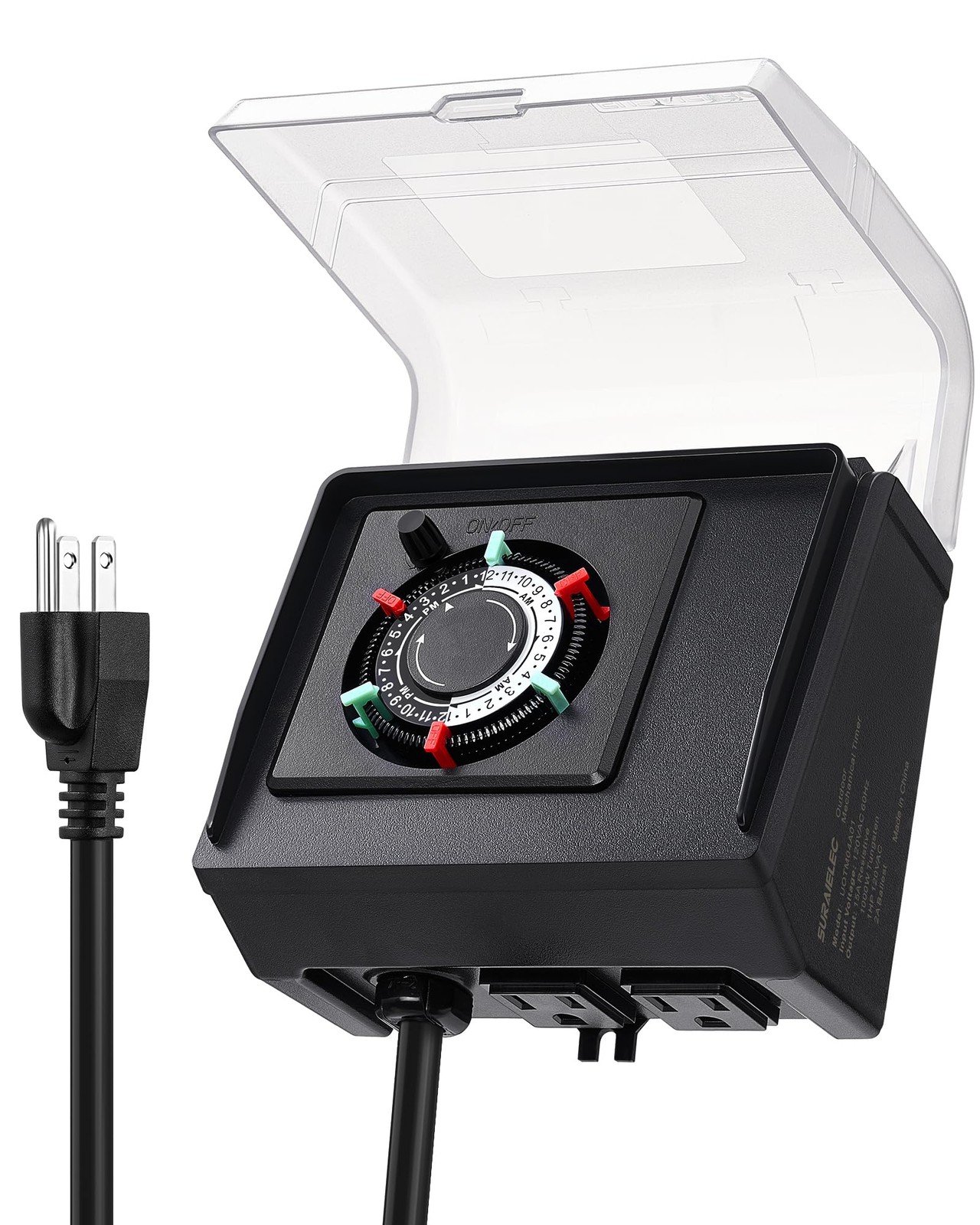 SURAIELEC Mechanical Pool Timer for Above Ground Pools, NEMA 5-15R Plug-in 24...